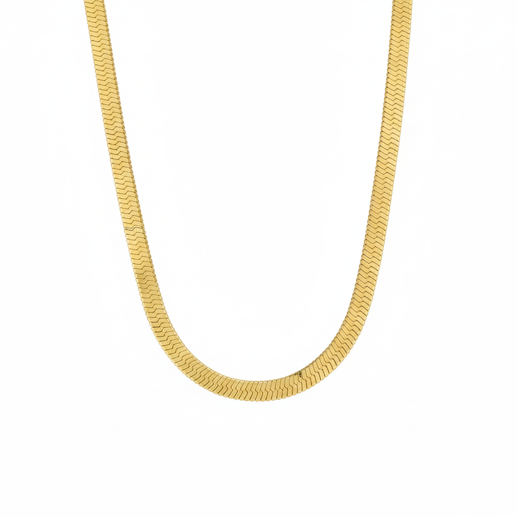 Saachu Bling - Classic Gold Flat Snake Chain Necklace