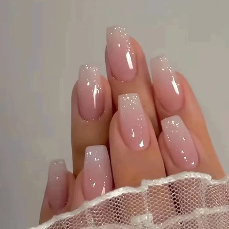 Saachu Bling - Pink Gradient Glitter Fake Nails
