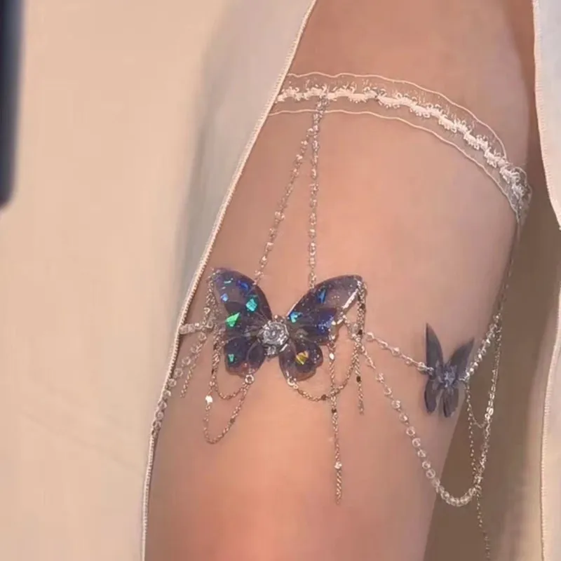 Saachu Bling - Blue Butterfly Crystal Thigh Chain