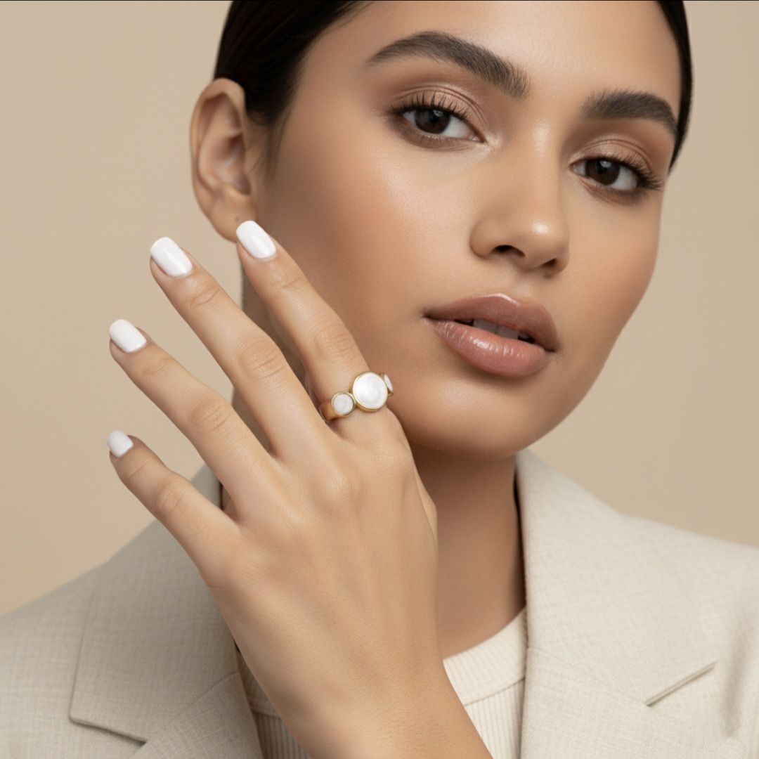 Saachu Bling - Premium White Stone Adjustable Gold Ring