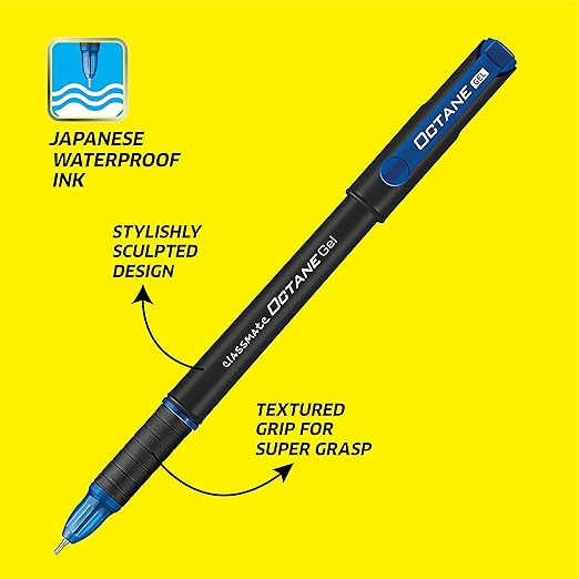 Order Classmate Octane- Blue Gel Pens (Pack of 10)|Smooth Writing Pens|Water-Proof Ink for Smudge-Free writing|Preferred by Students for Exam & Class Notes|Study at Home Essentials online in Hyderabad