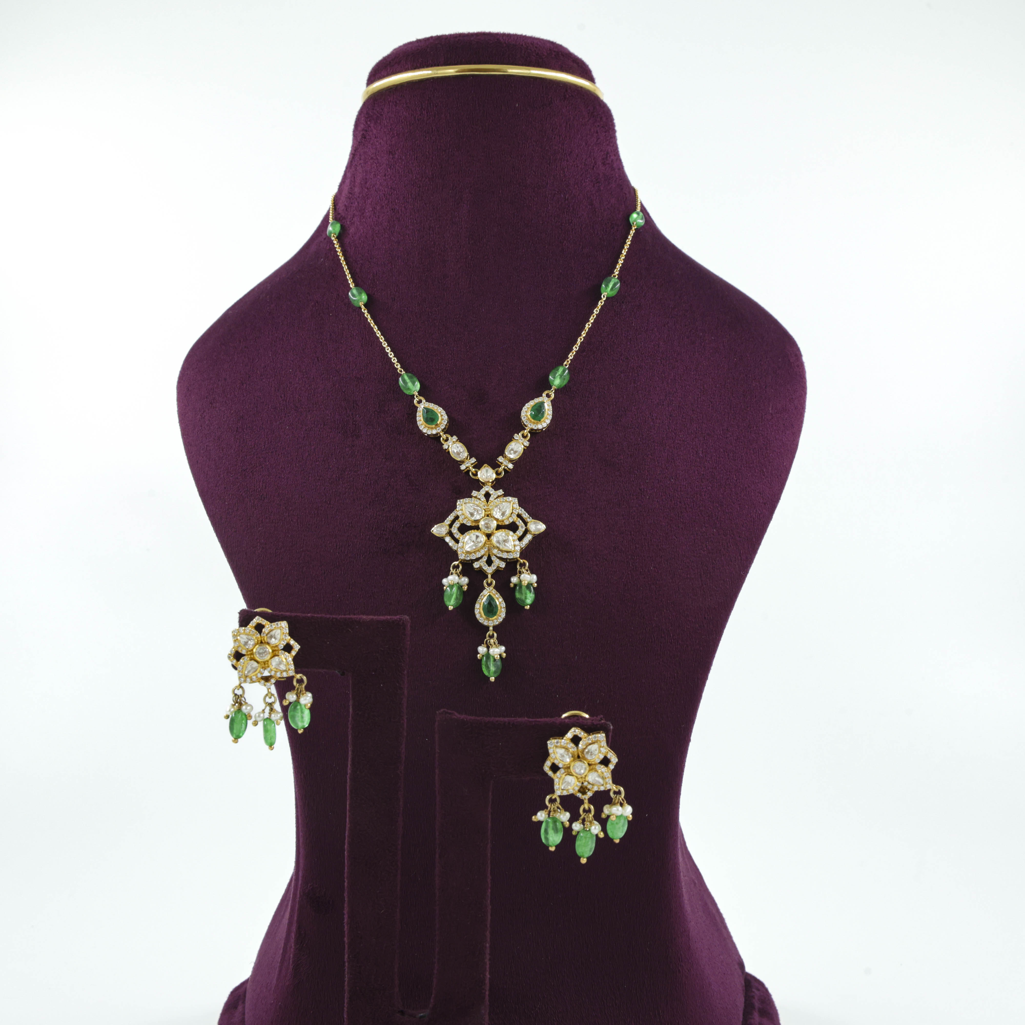 Saubhagya Jewellers - Emerald Designer Necklace