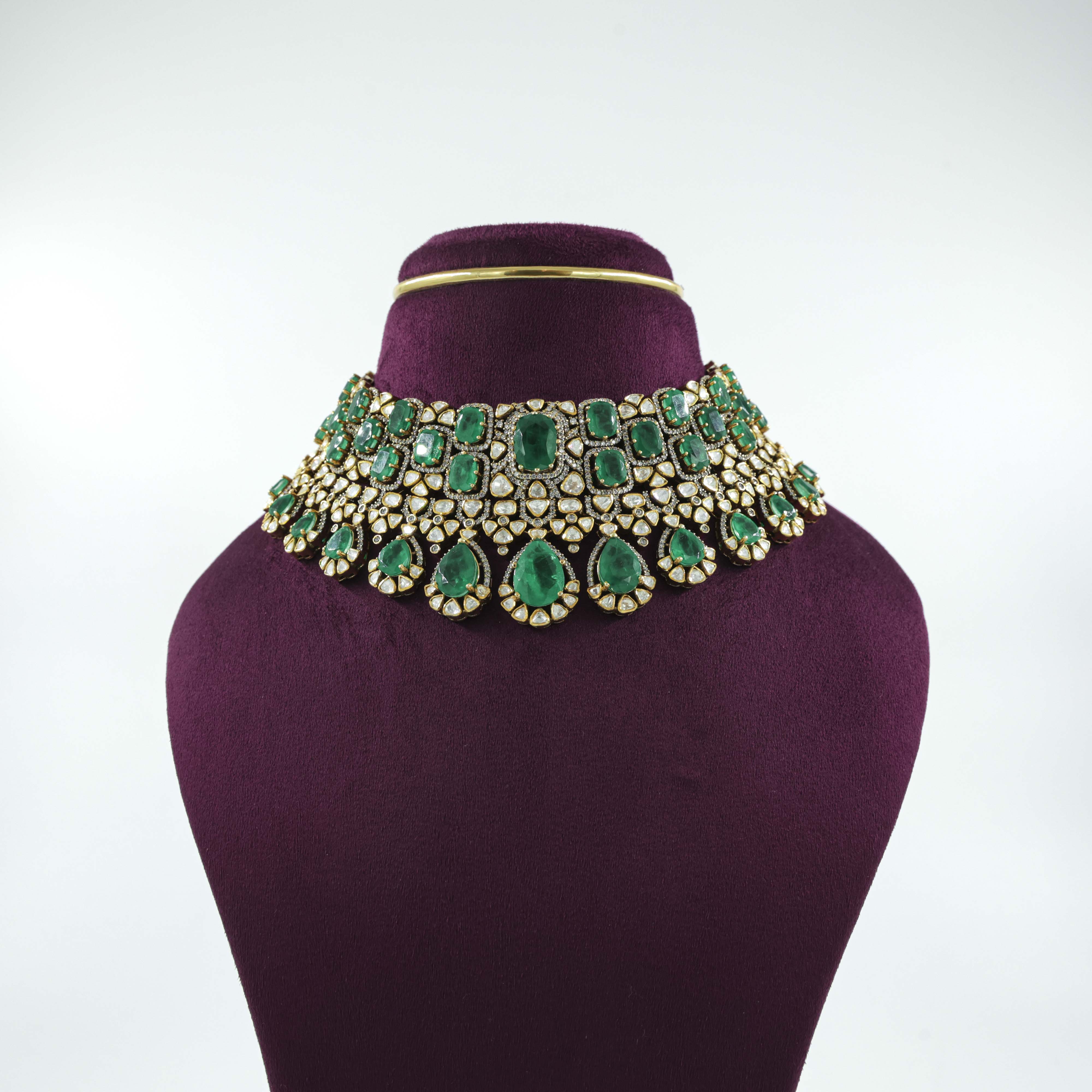 Saubhagya Jewellers - Emerald Designer Choker