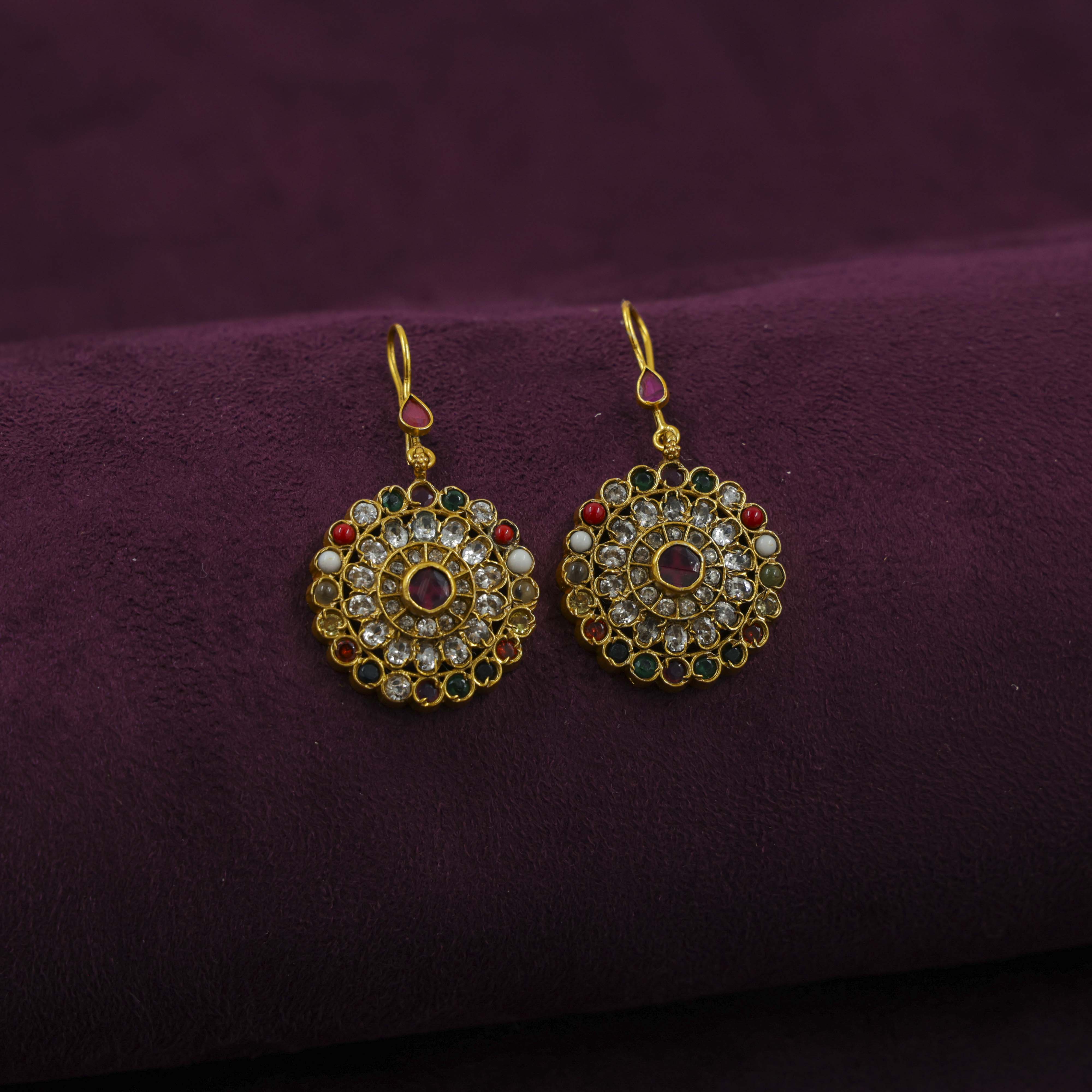 Saubhagya Jewellers - Gemstone Chandbali Earrings