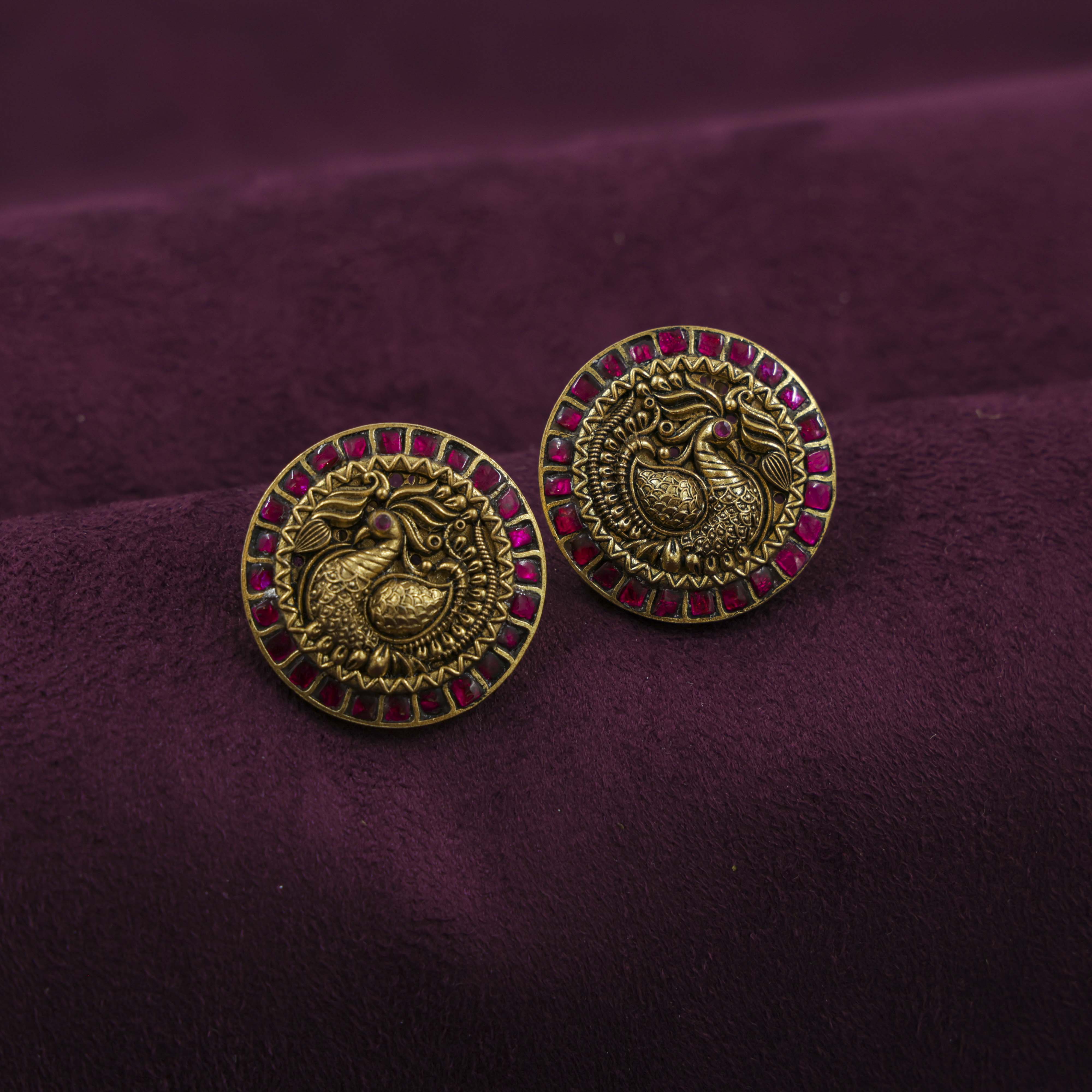 Saubhagya Jewellers - Gold Plated Peacock Chandbali