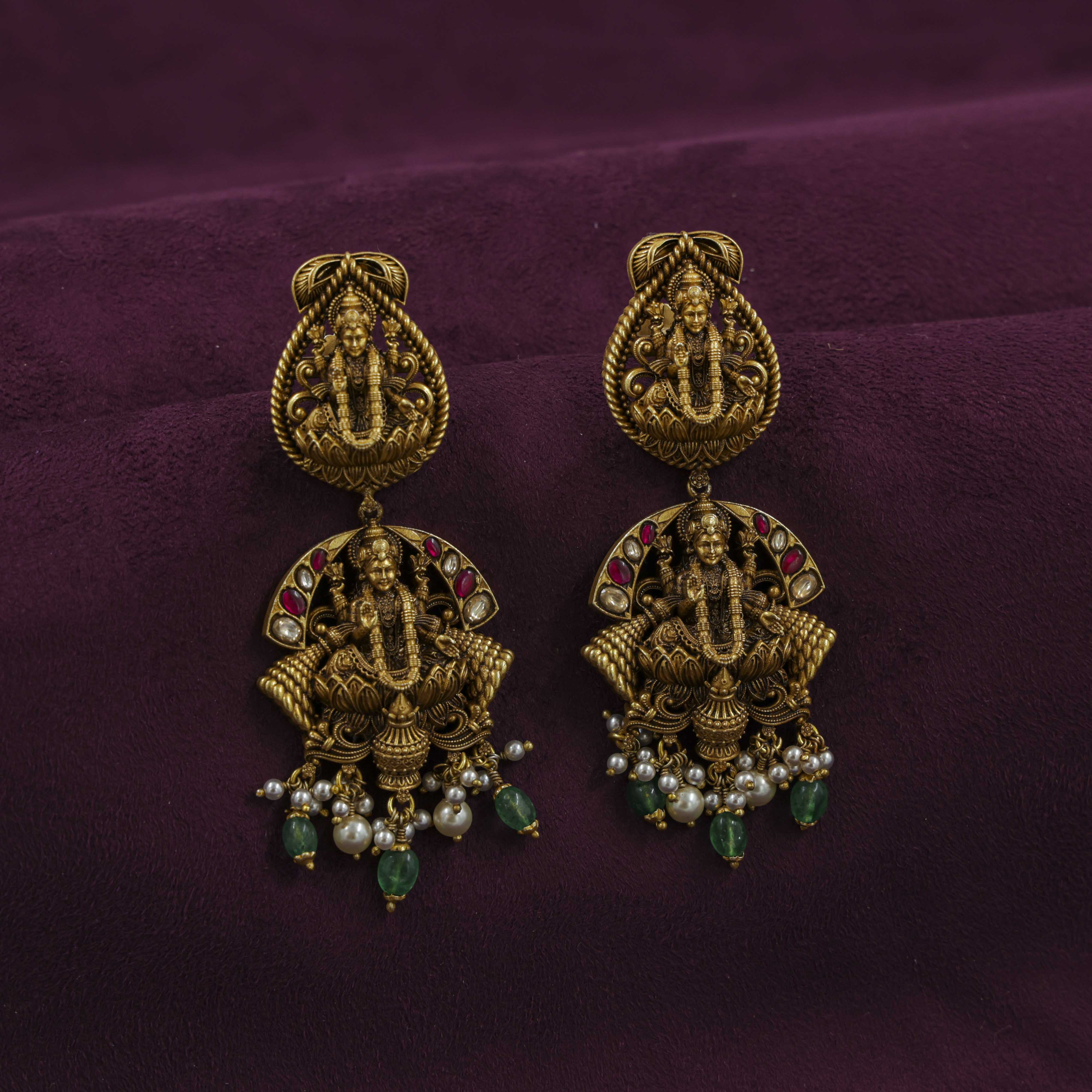 Saubhagya Jewellers - Gold Plated Temple Chandbali