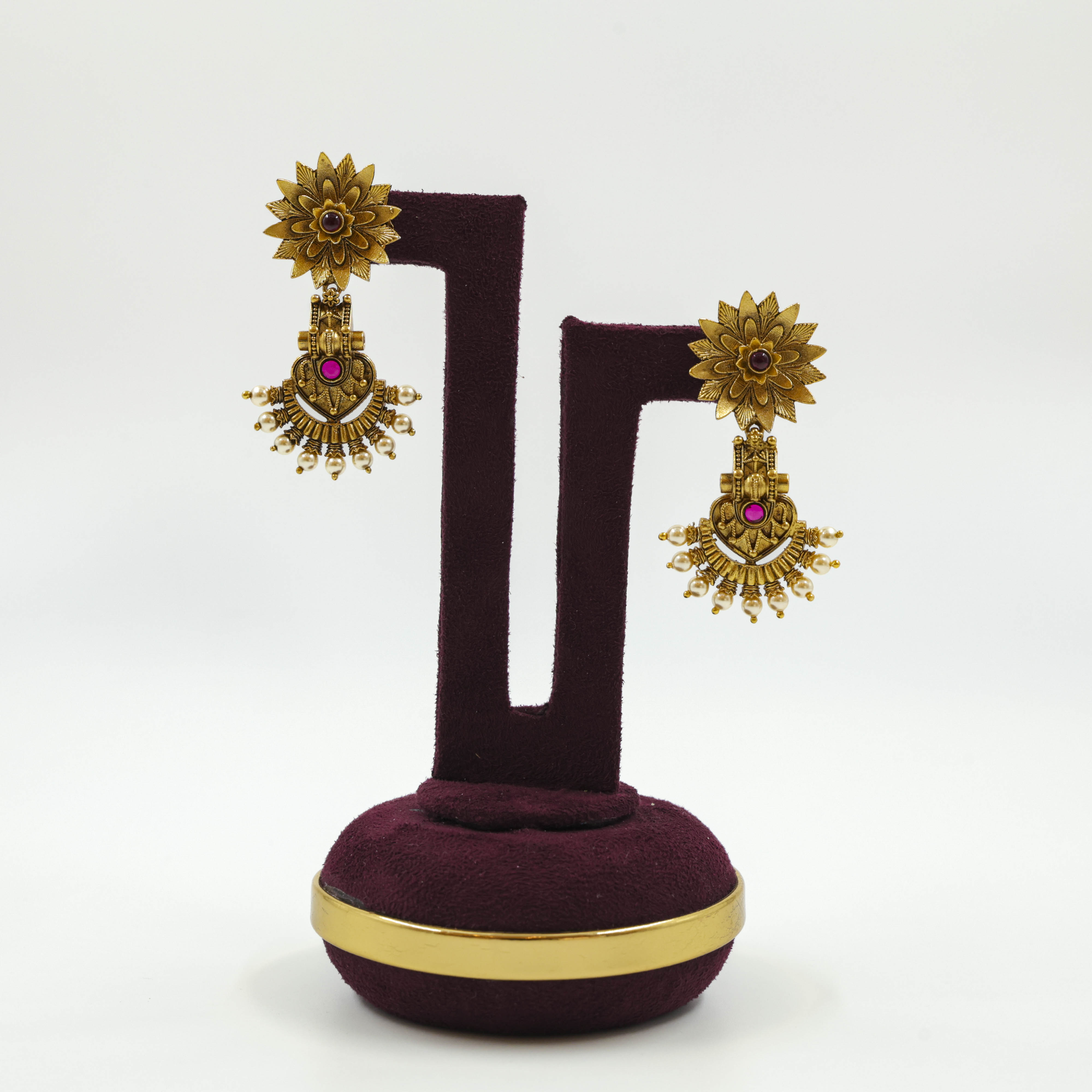 Saubhagya Jewellers - Gold Plated Chandbali Earrings