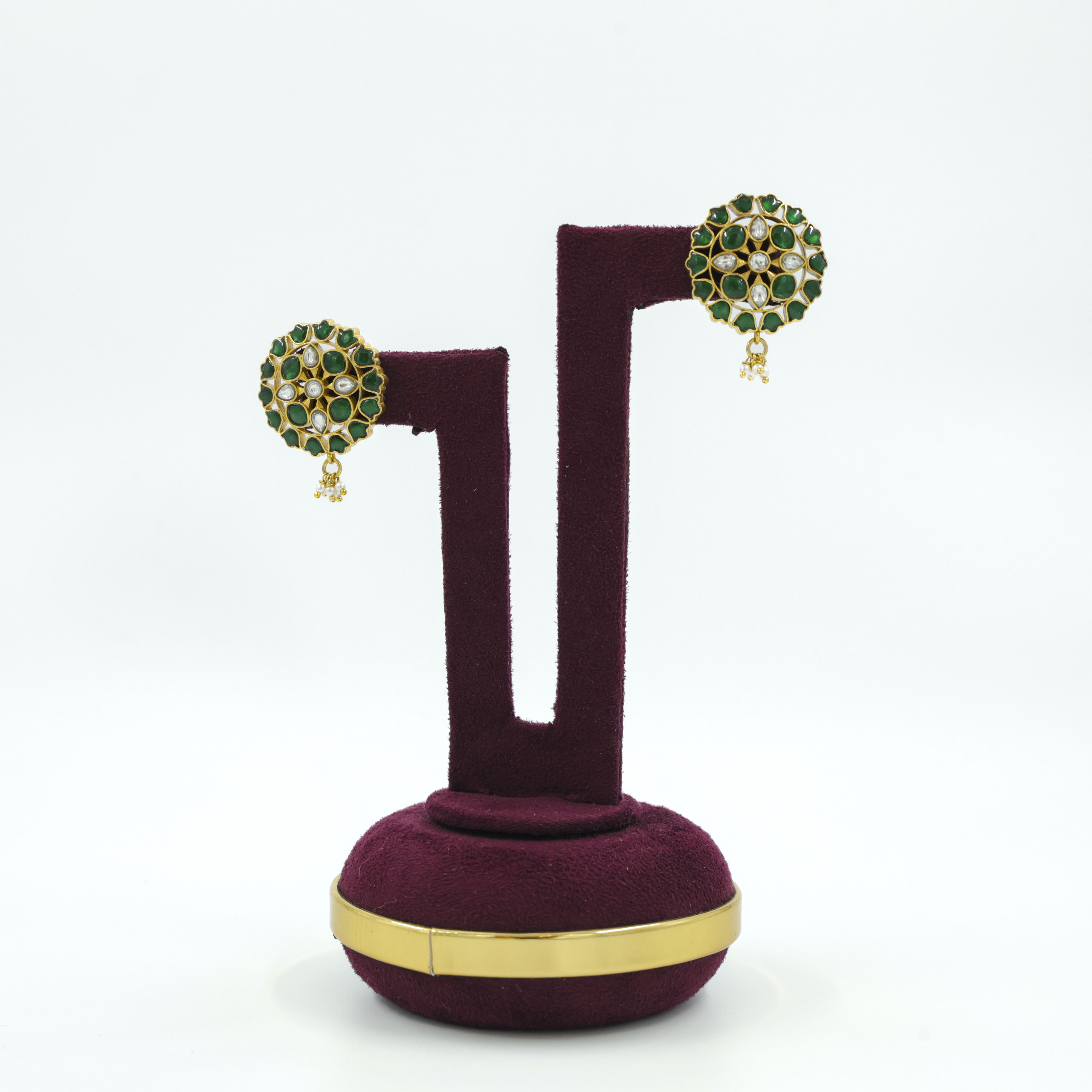 Saubhagya Jewellers - Emerald Chandbali Earrings