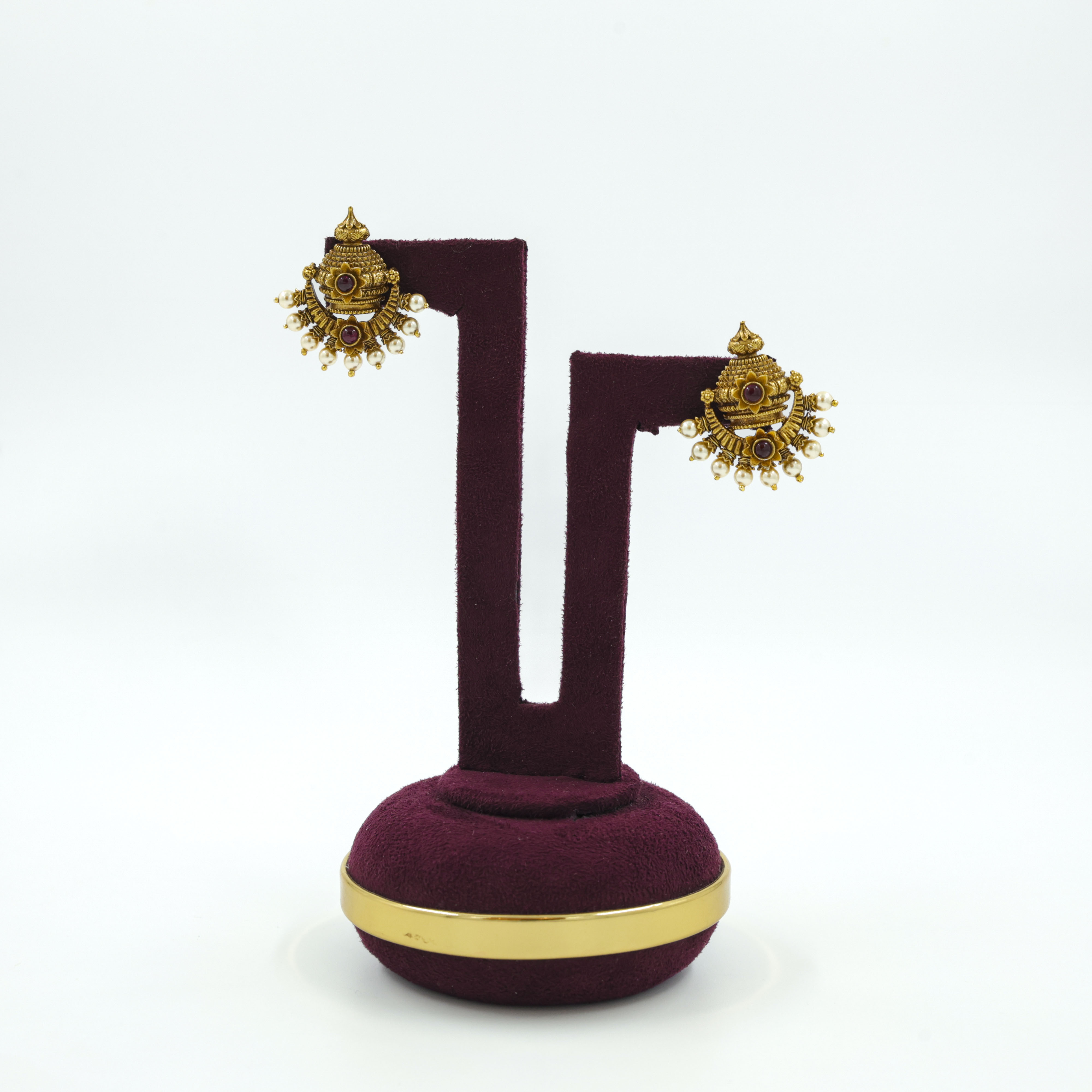 Saubhagya Jewellers - Gold Plated Chandbali Earrings
