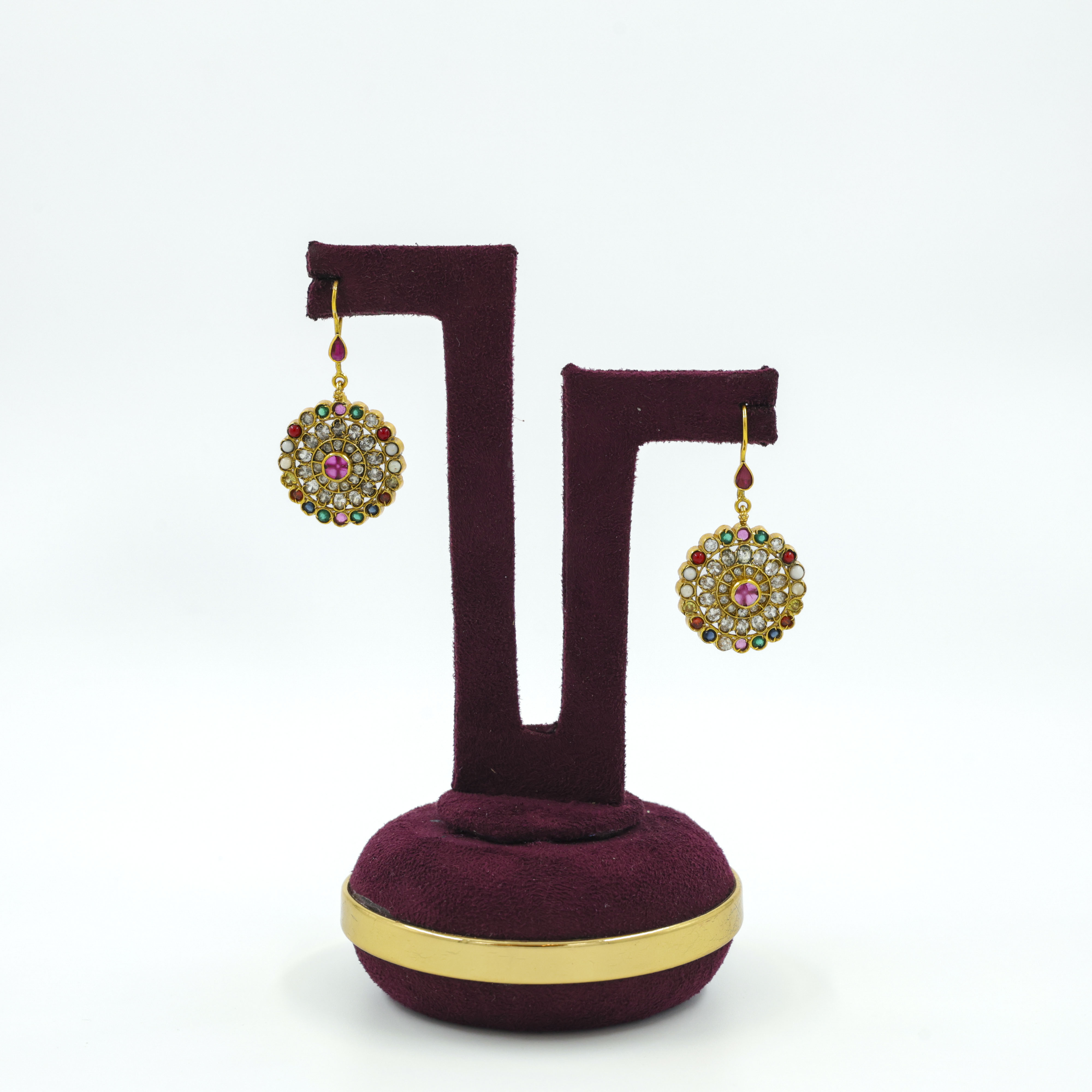 Saubhagya Jewellers - Gemstone Chandbali Earrings