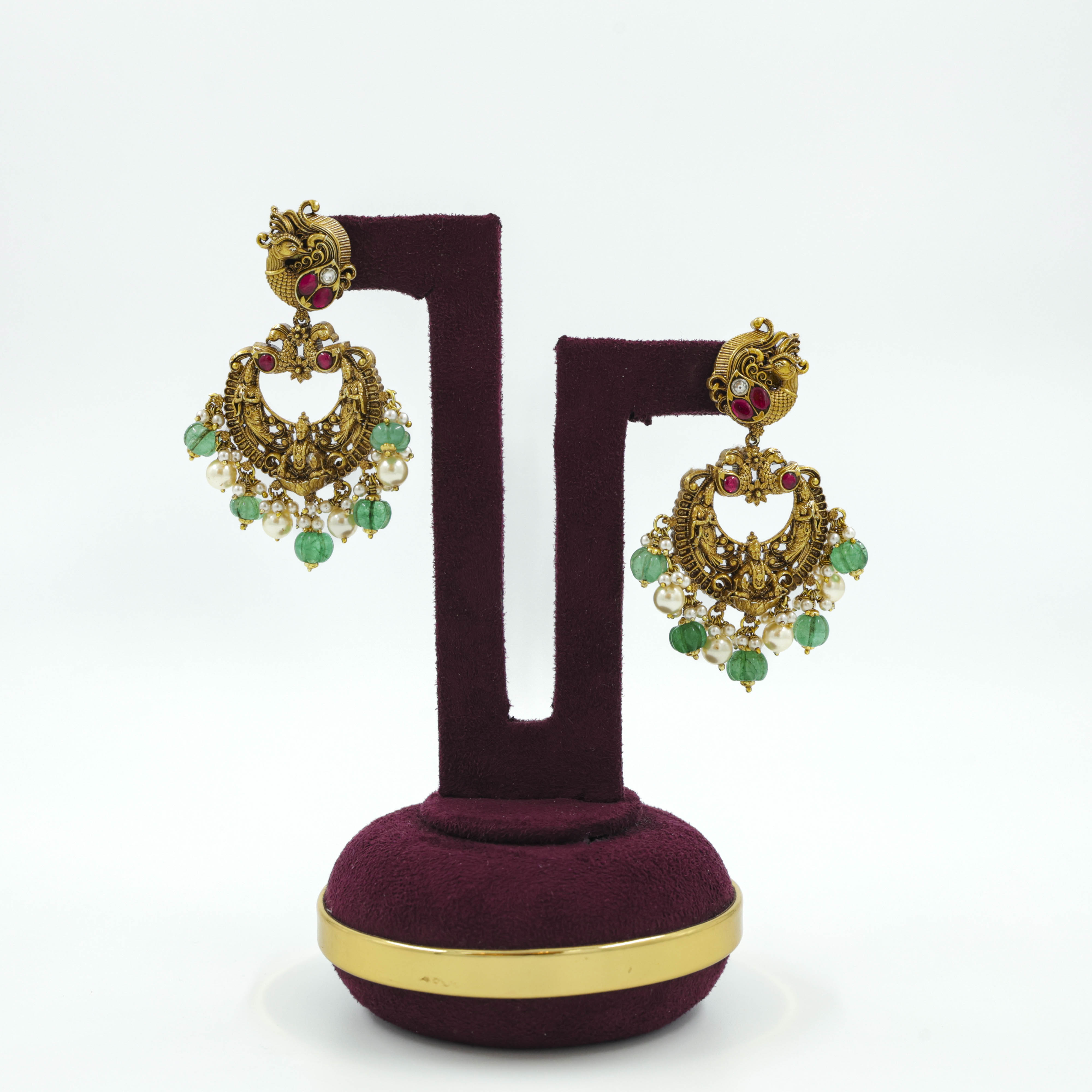 Saubhagya Jewellers - Gold Plated Chandbali Earrings