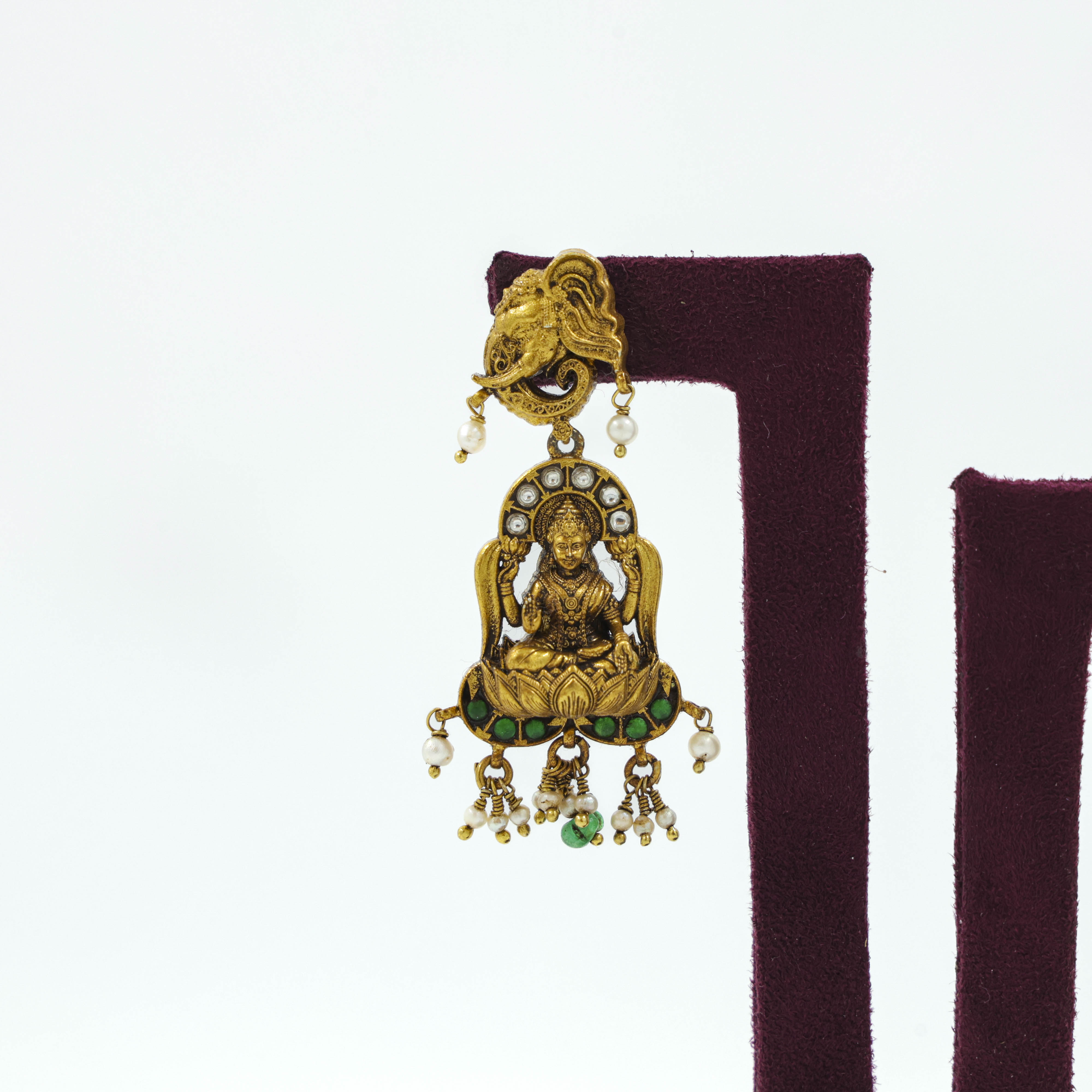 Saubhagya Jewellers - Gold Plated Chandbali Earrings