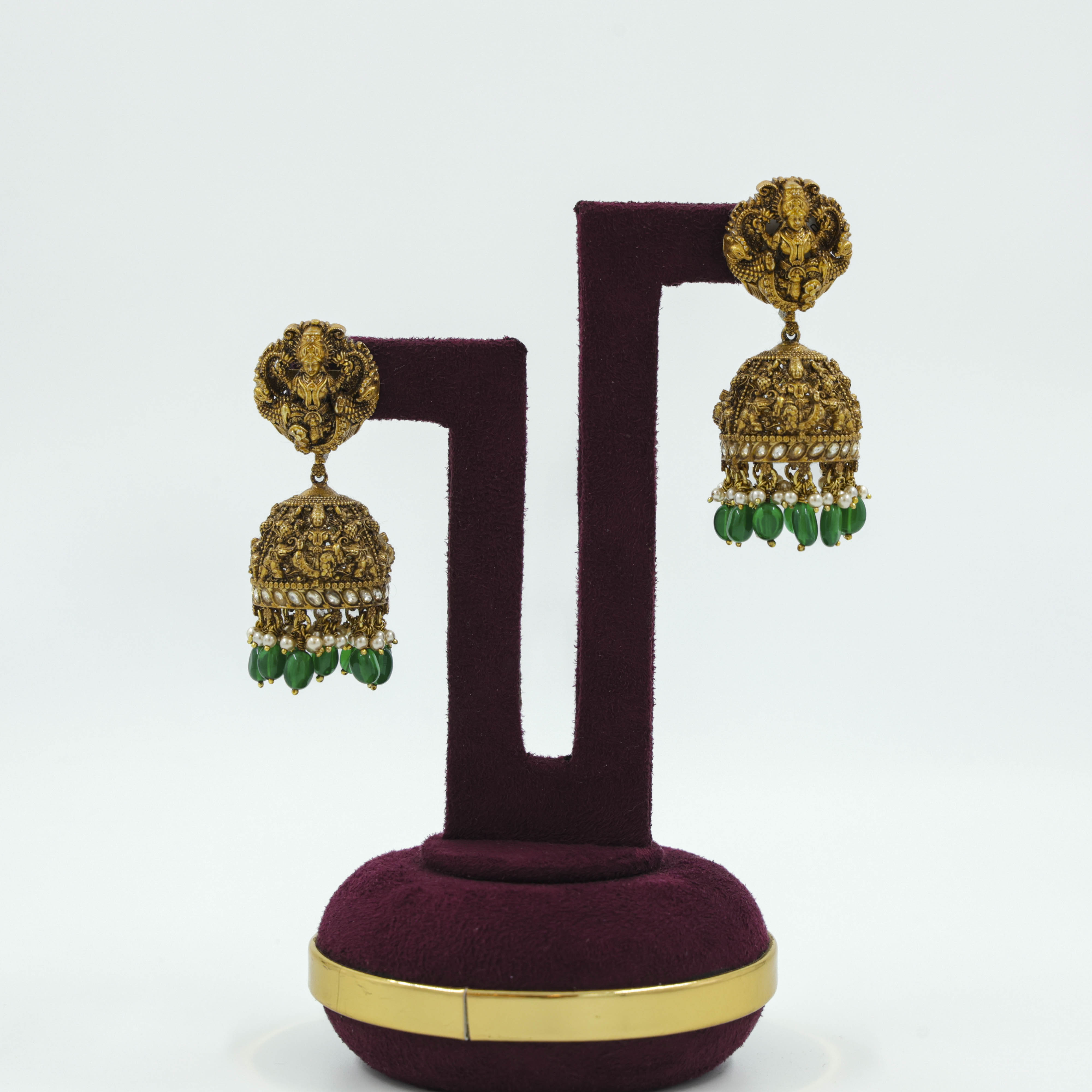 Saubhagya Jewellers - Gold Plated Chandbali Earrings