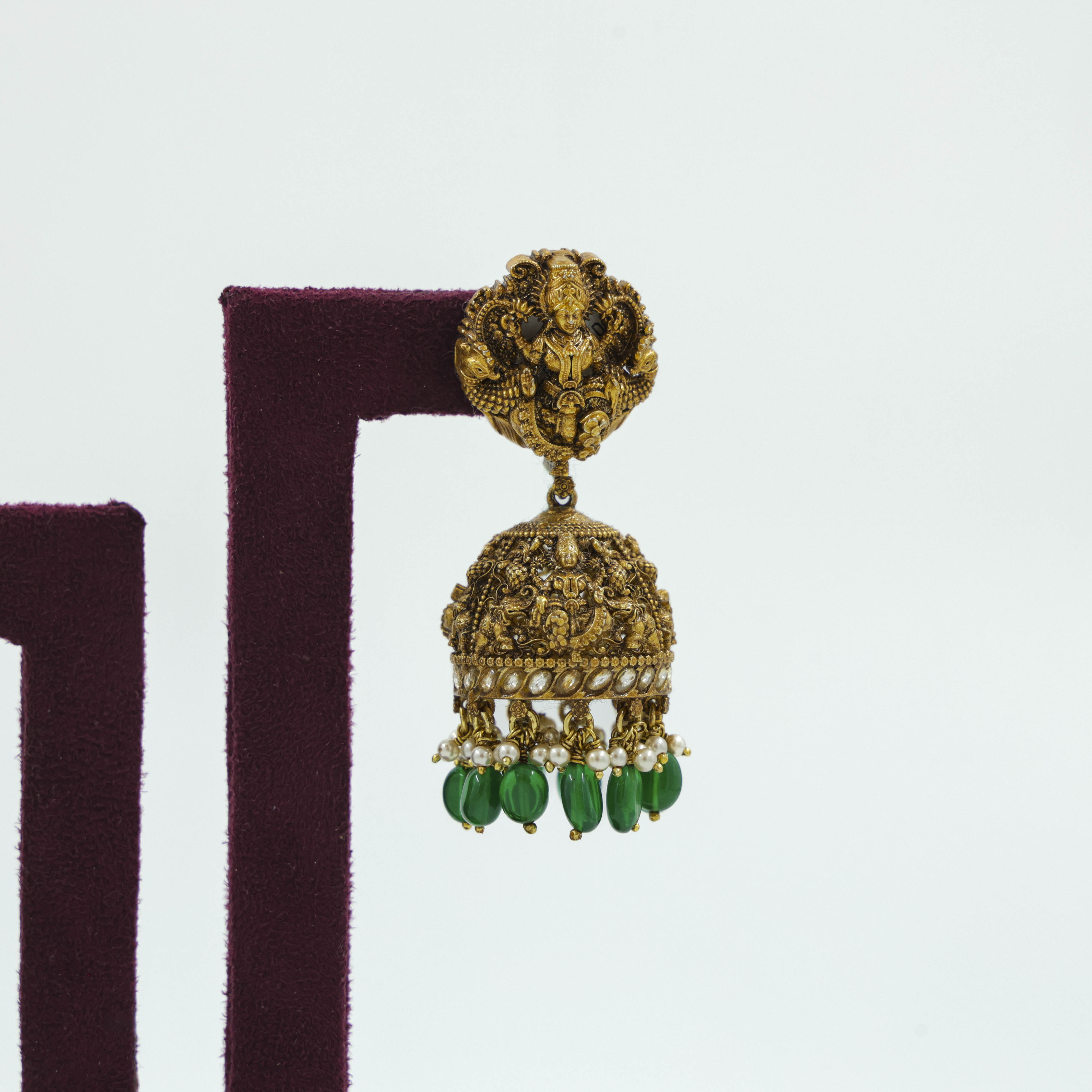 Saubhagya Jewellers - Gold Plated Chandbali Earrings