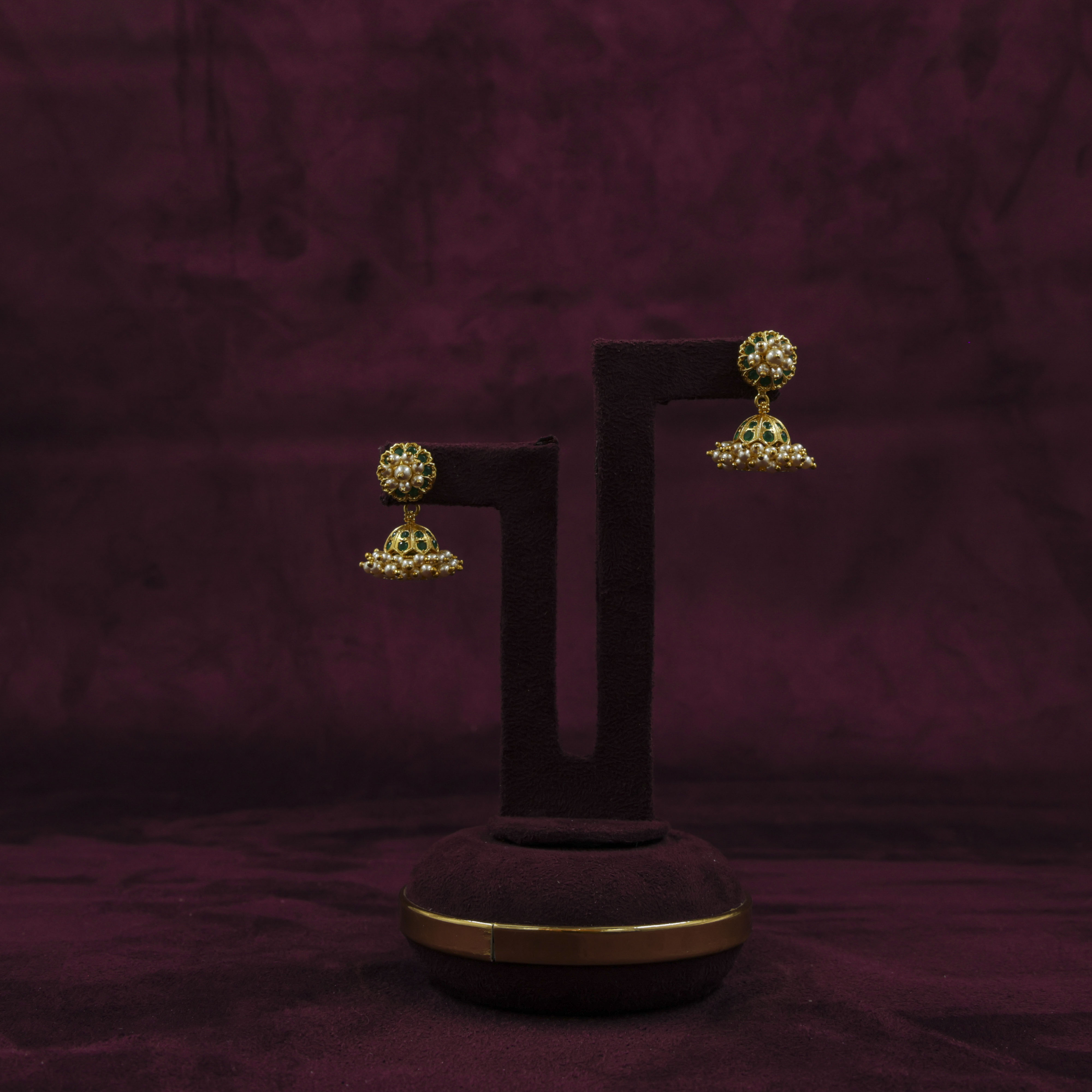Saubhagya Jewellers - Pearl Gold Plated Chandbali