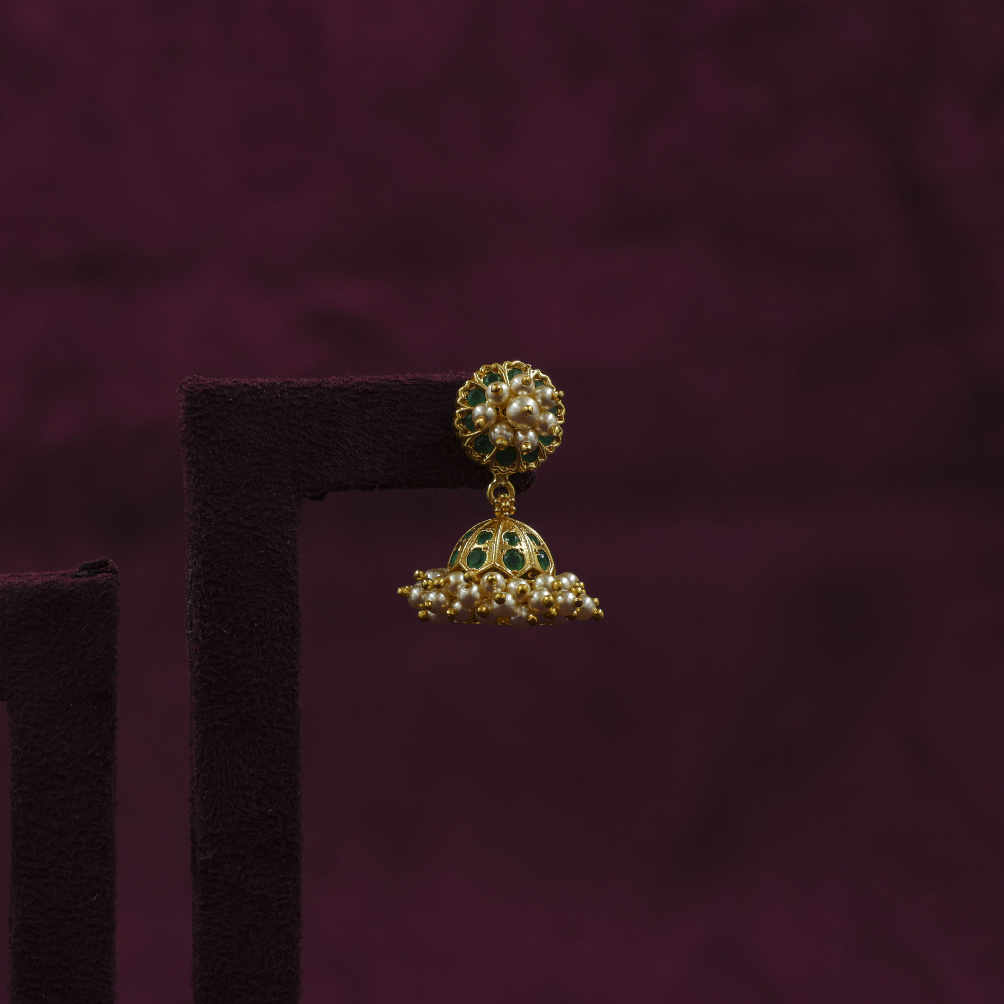 Saubhagya Jewellers - Pearl Gold Plated Chandbali