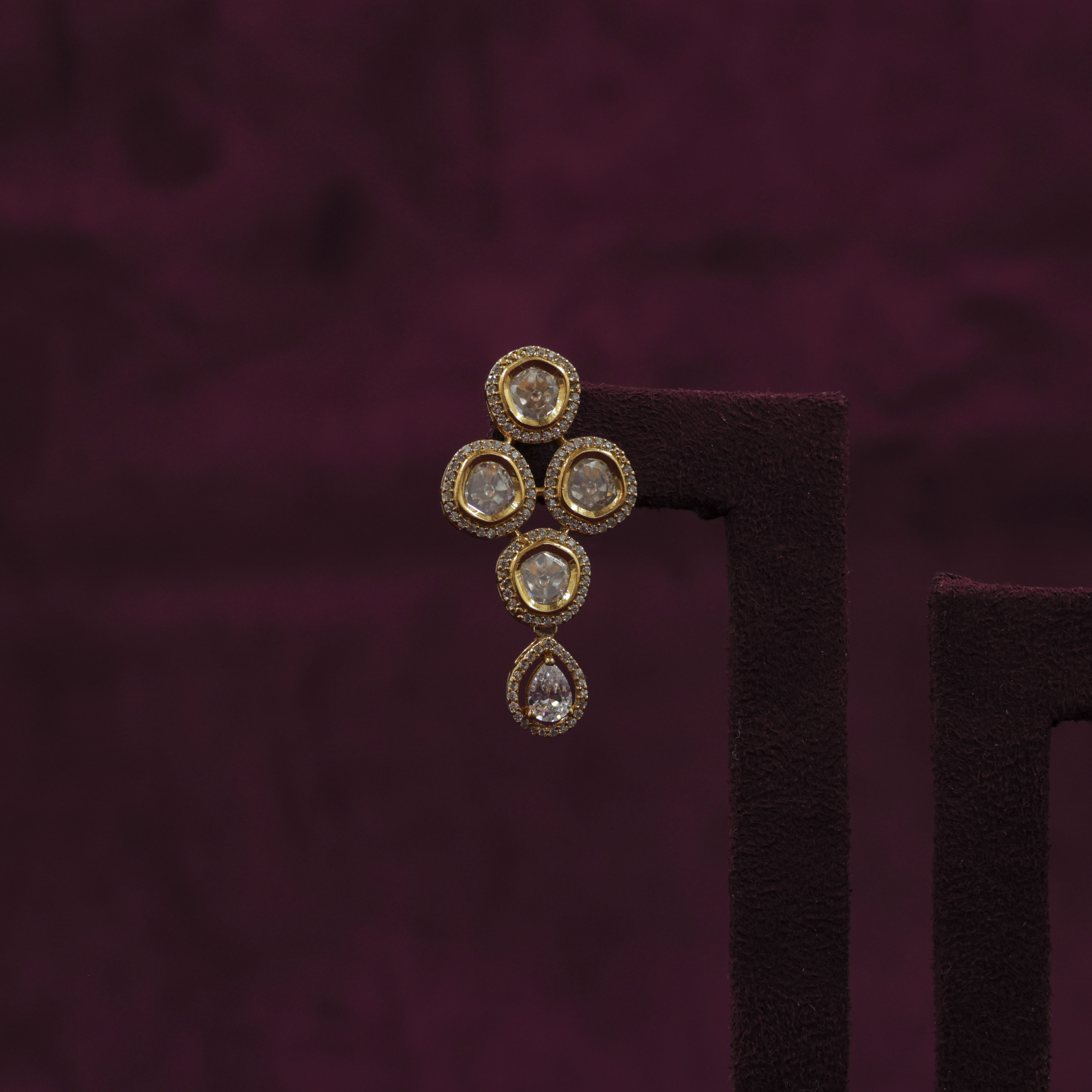 Saubhagya Jewellers - Diamond Chandbali Earrings