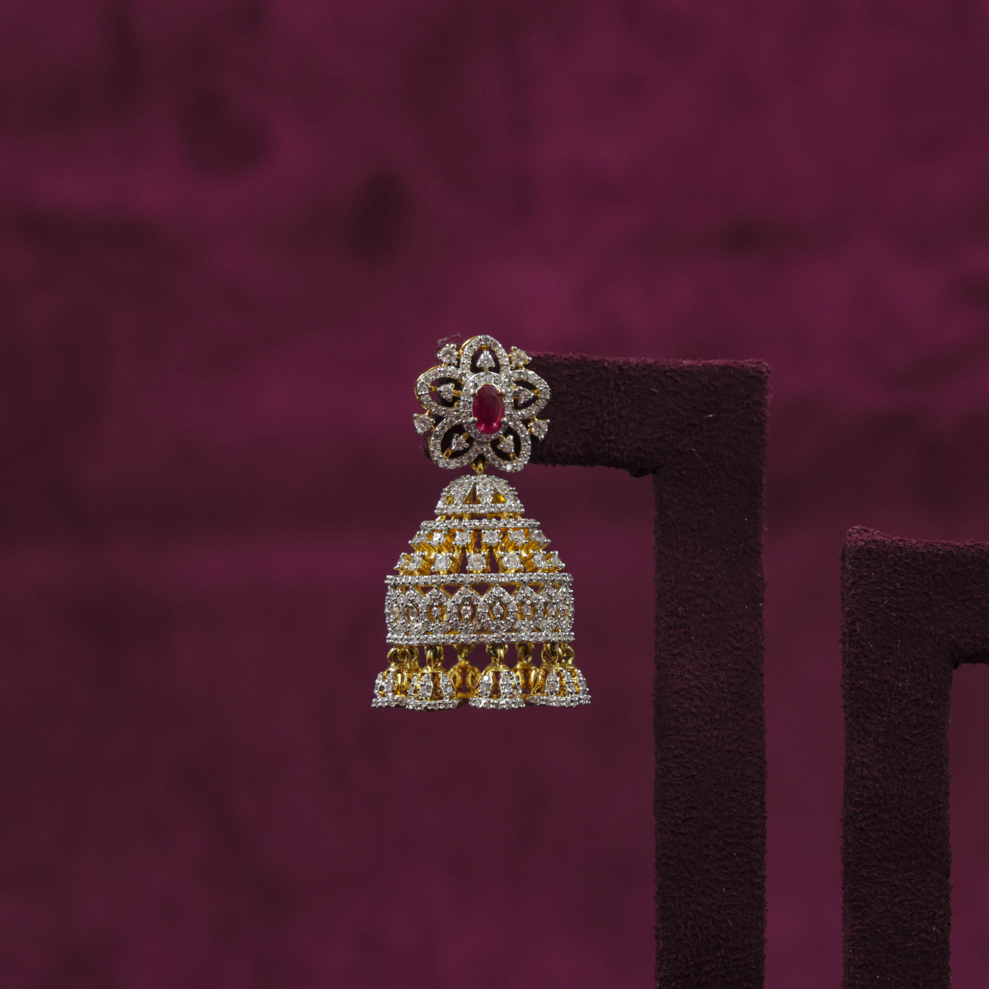 Saubhagya Jewellers - Gold Plated Diamond Chandbali