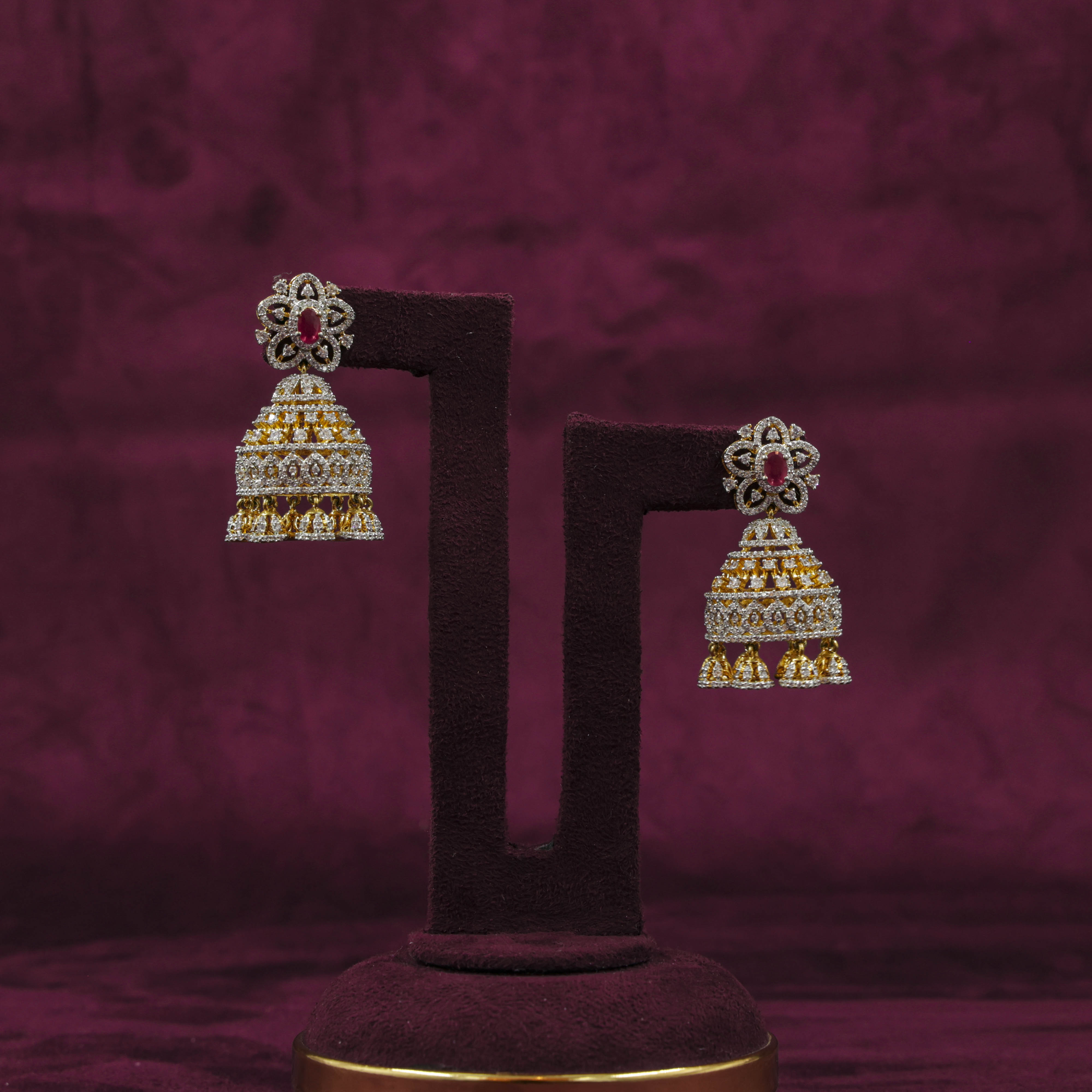 Saubhagya Jewellers - Gold Plated Diamond Chandbali