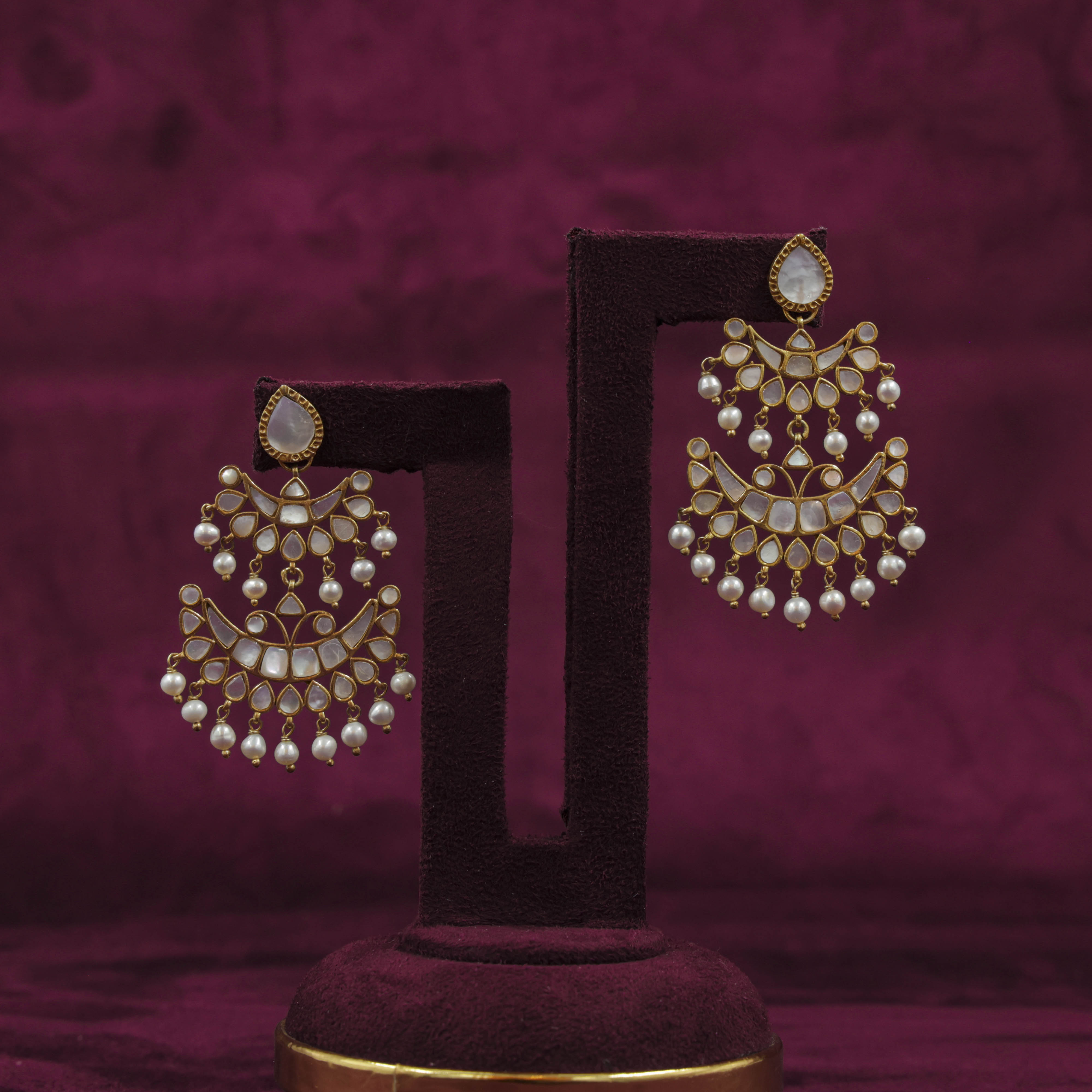 Saubhagya Jewellers - Pearl Chandbali Earrings