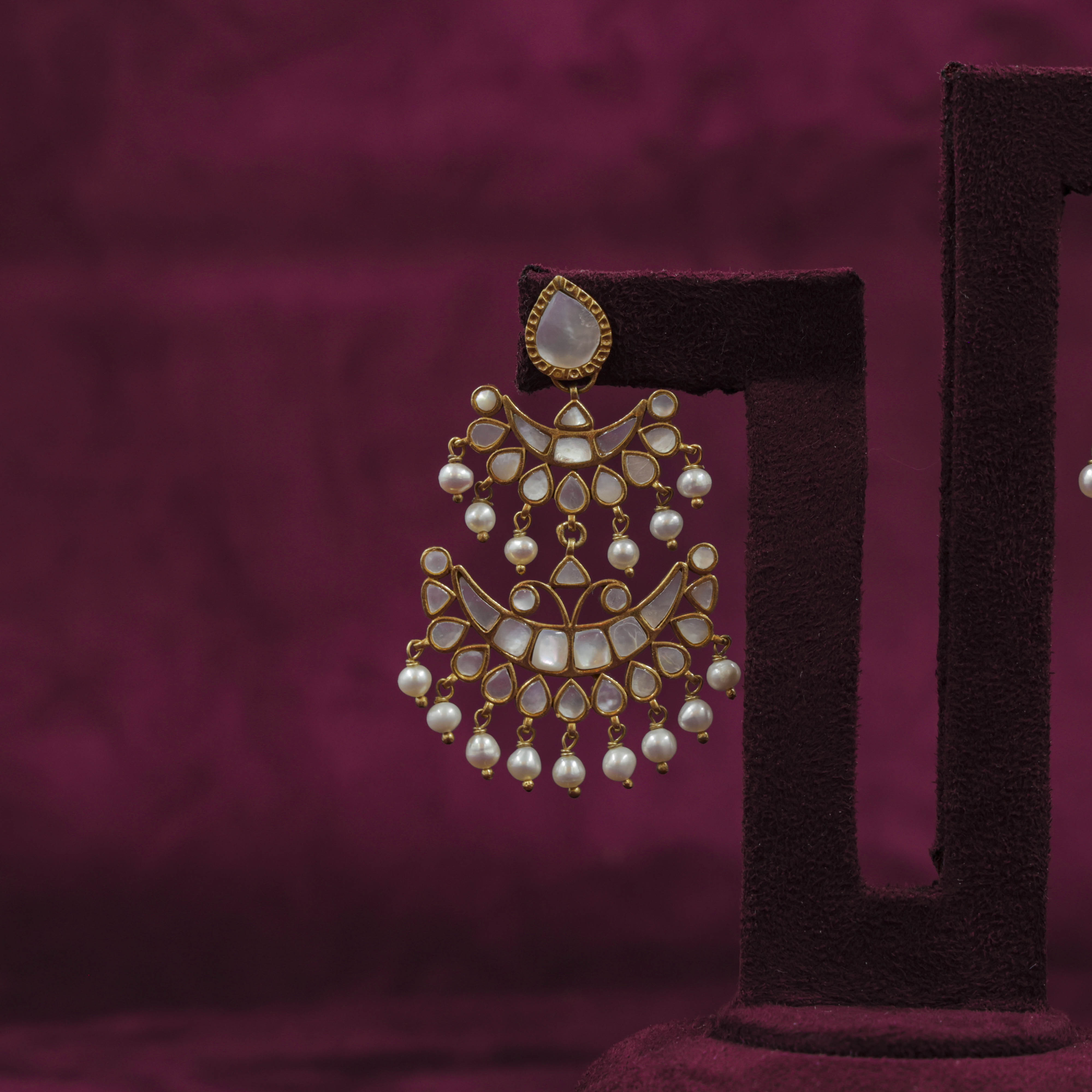 Saubhagya Jewellers - Pearl Chandbali Earrings