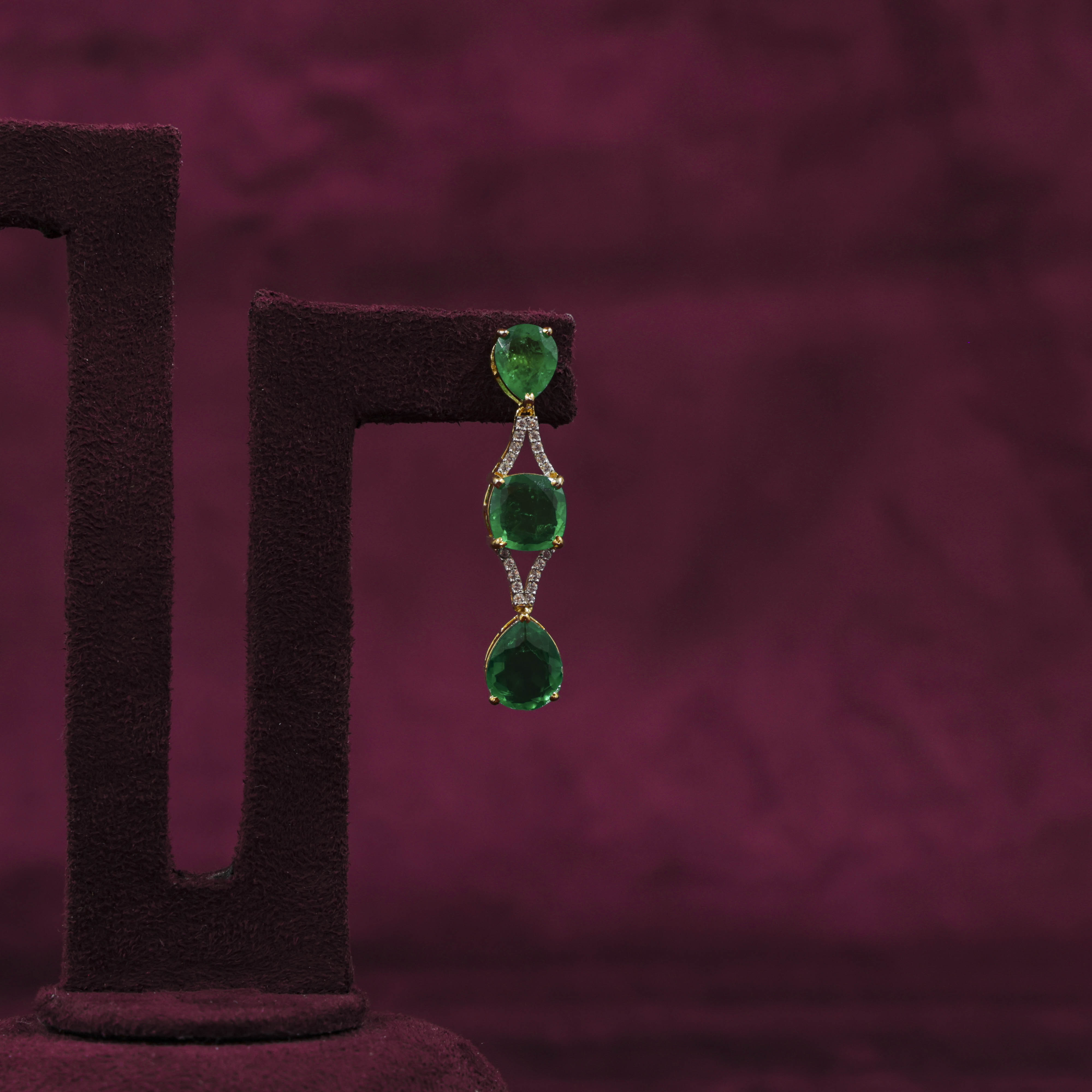 Saubhagya Jewellers - Emerald Drop Chandbali