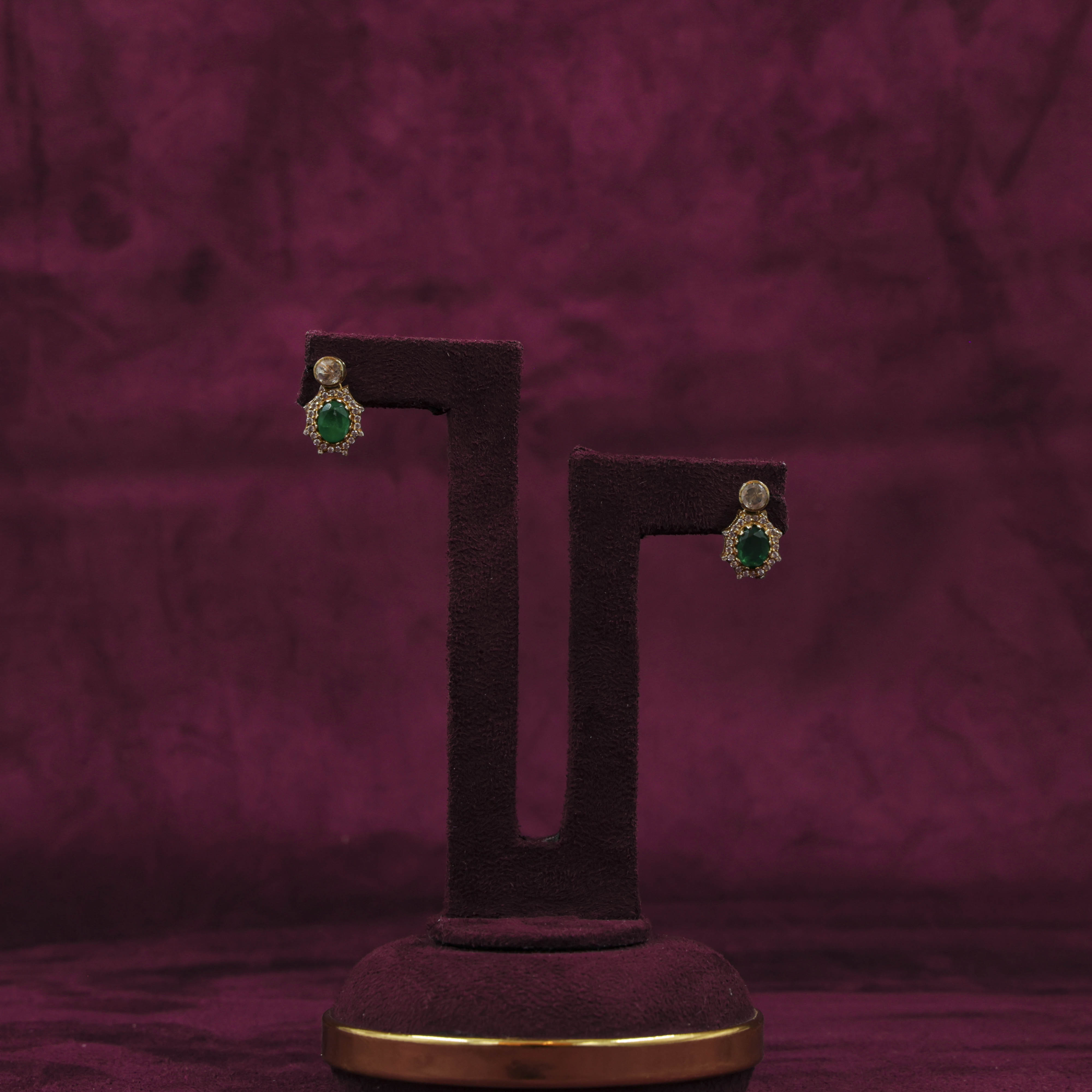 Saubhagya Jewellers - Emerald Chandbali Earrings