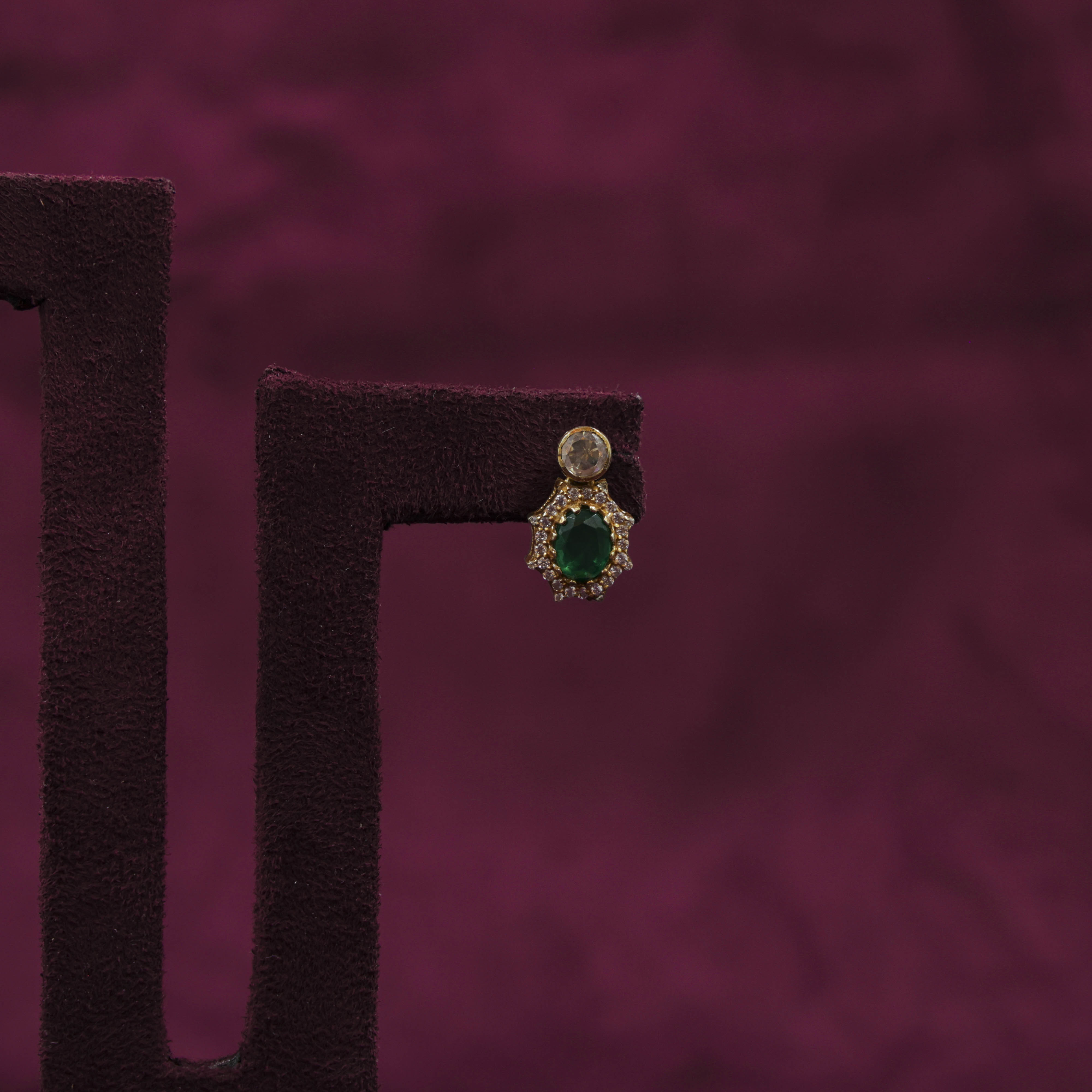 Saubhagya Jewellers - Emerald Chandbali Earrings