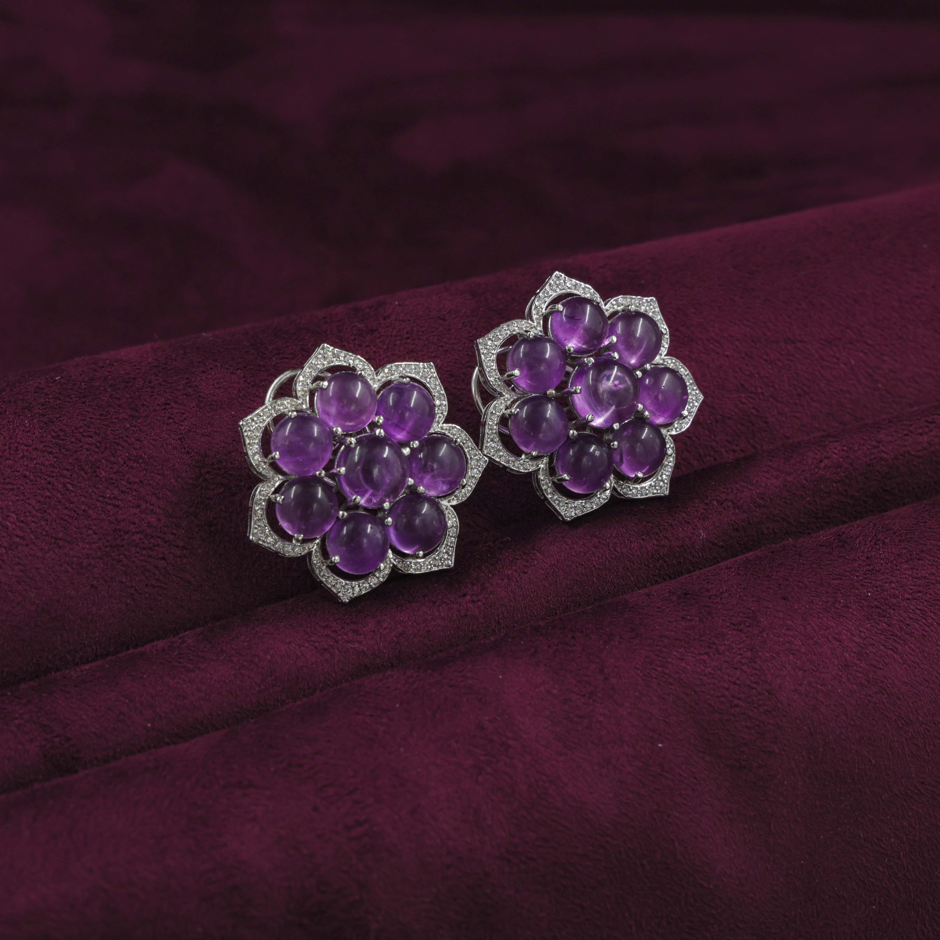 Saubhagya Jewellers - Amethyst Chandbali Earrings