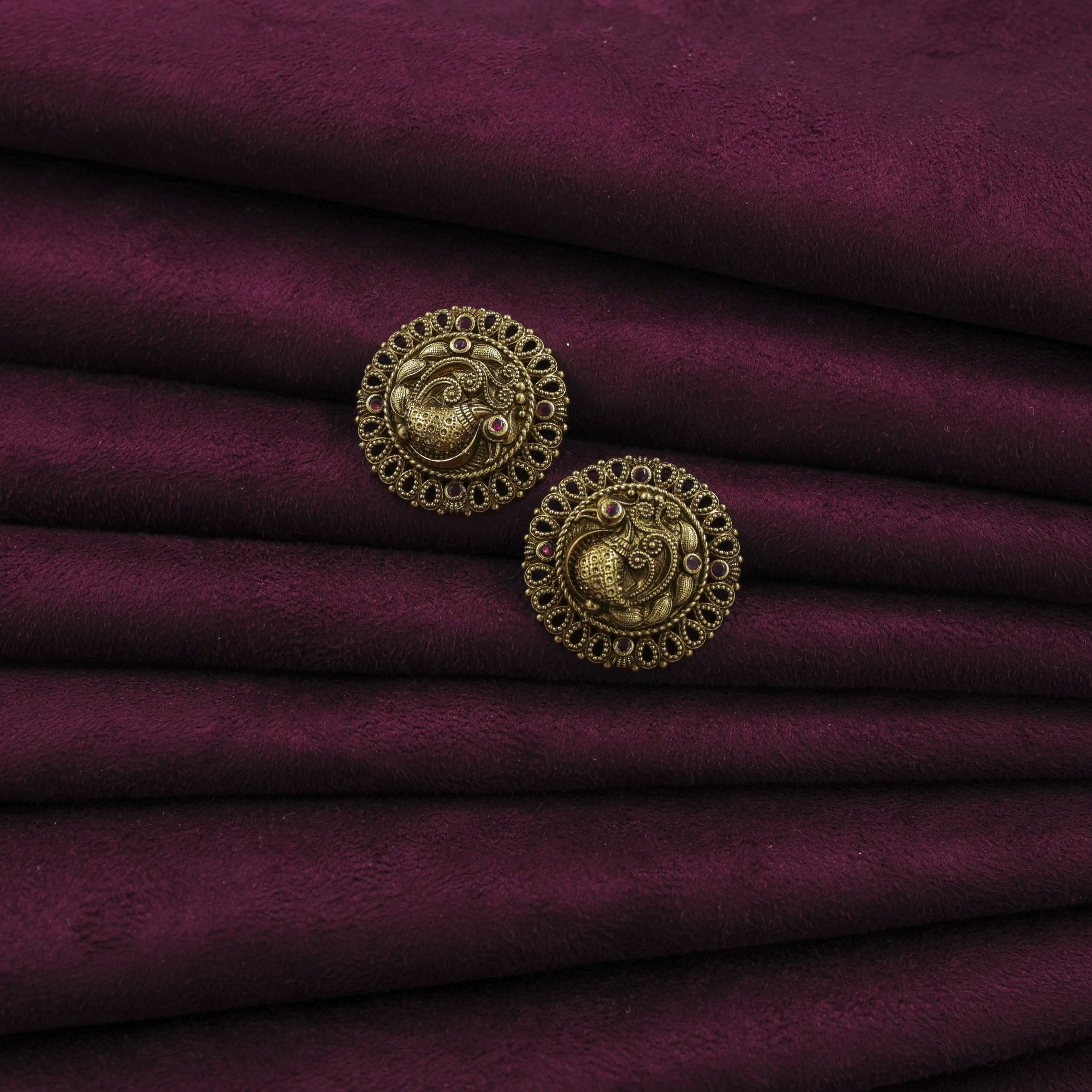Saubhagya Jewellers - Gold Plated Peacock Chandbali