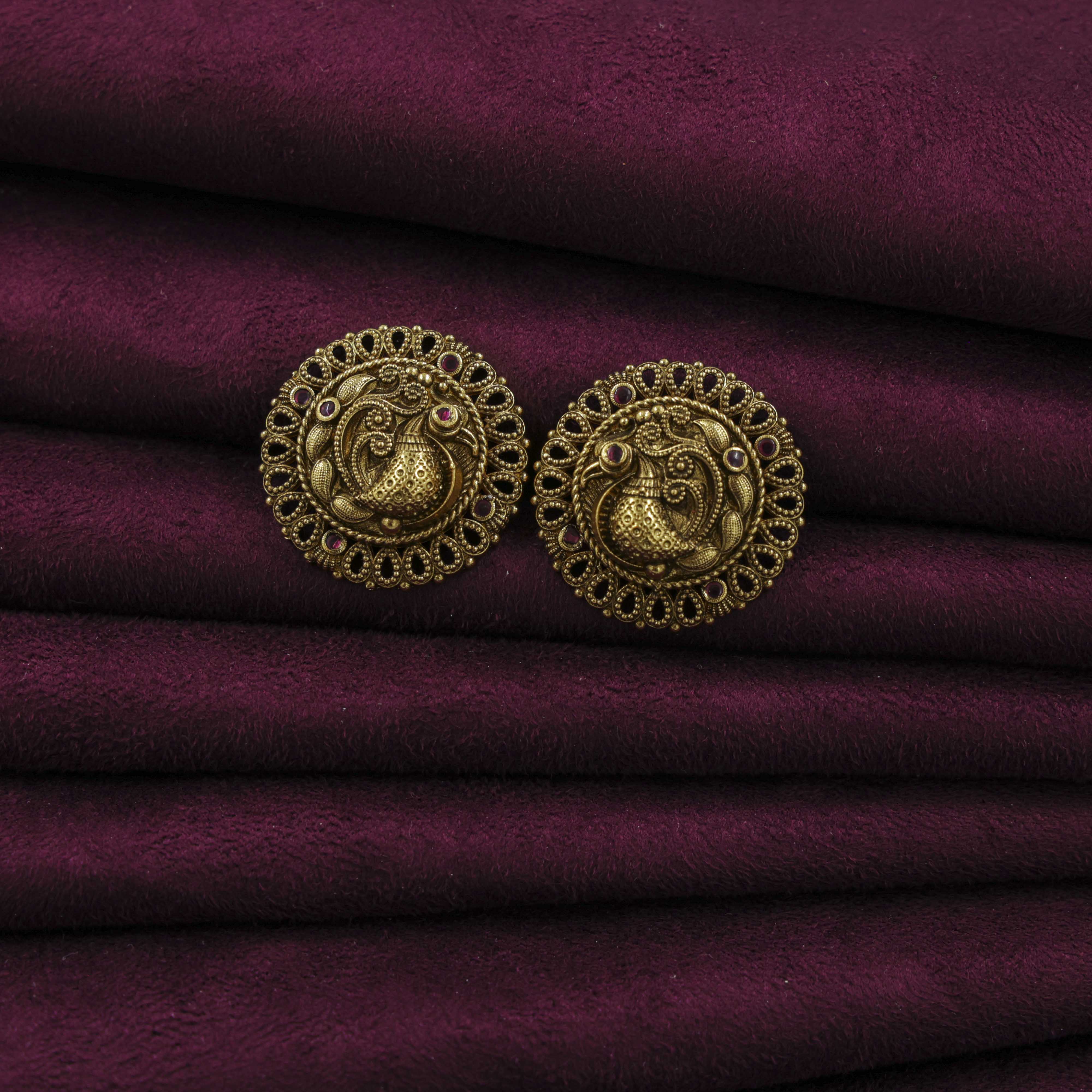 Saubhagya Jewellers - Gold Plated Peacock Chandbali