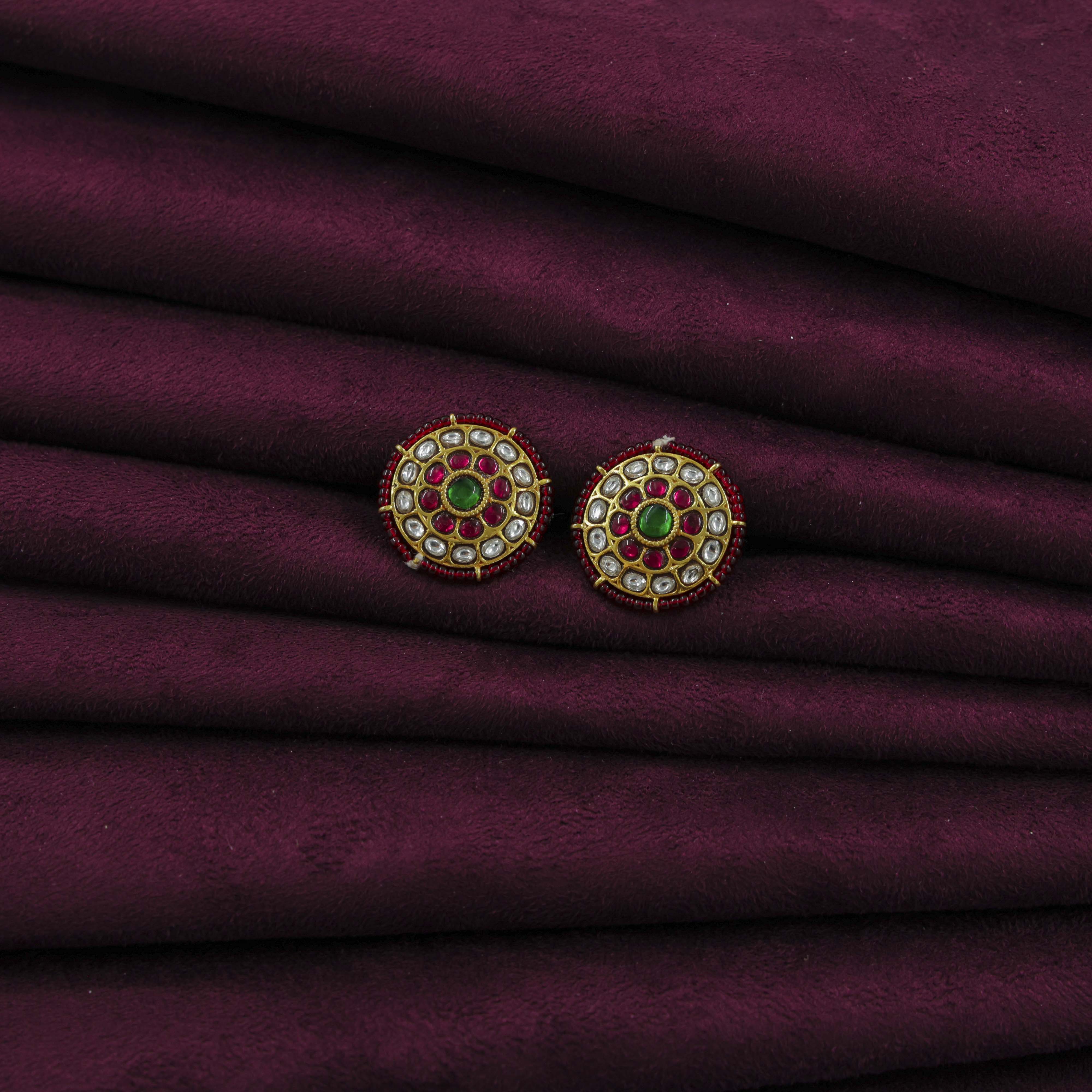 Saubhagya Jewellers - Red Green Chandbali