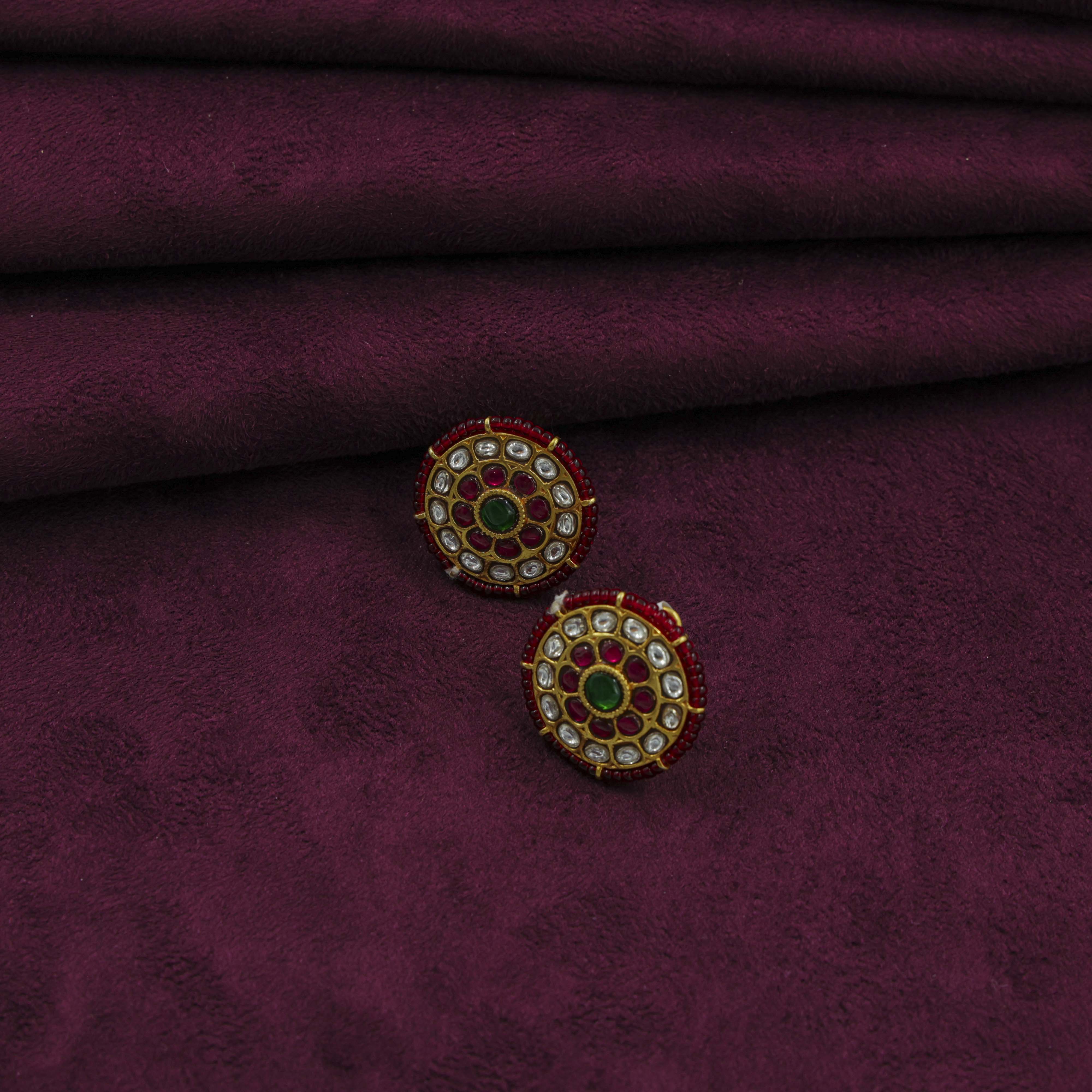 Saubhagya Jewellers - Red Green Chandbali