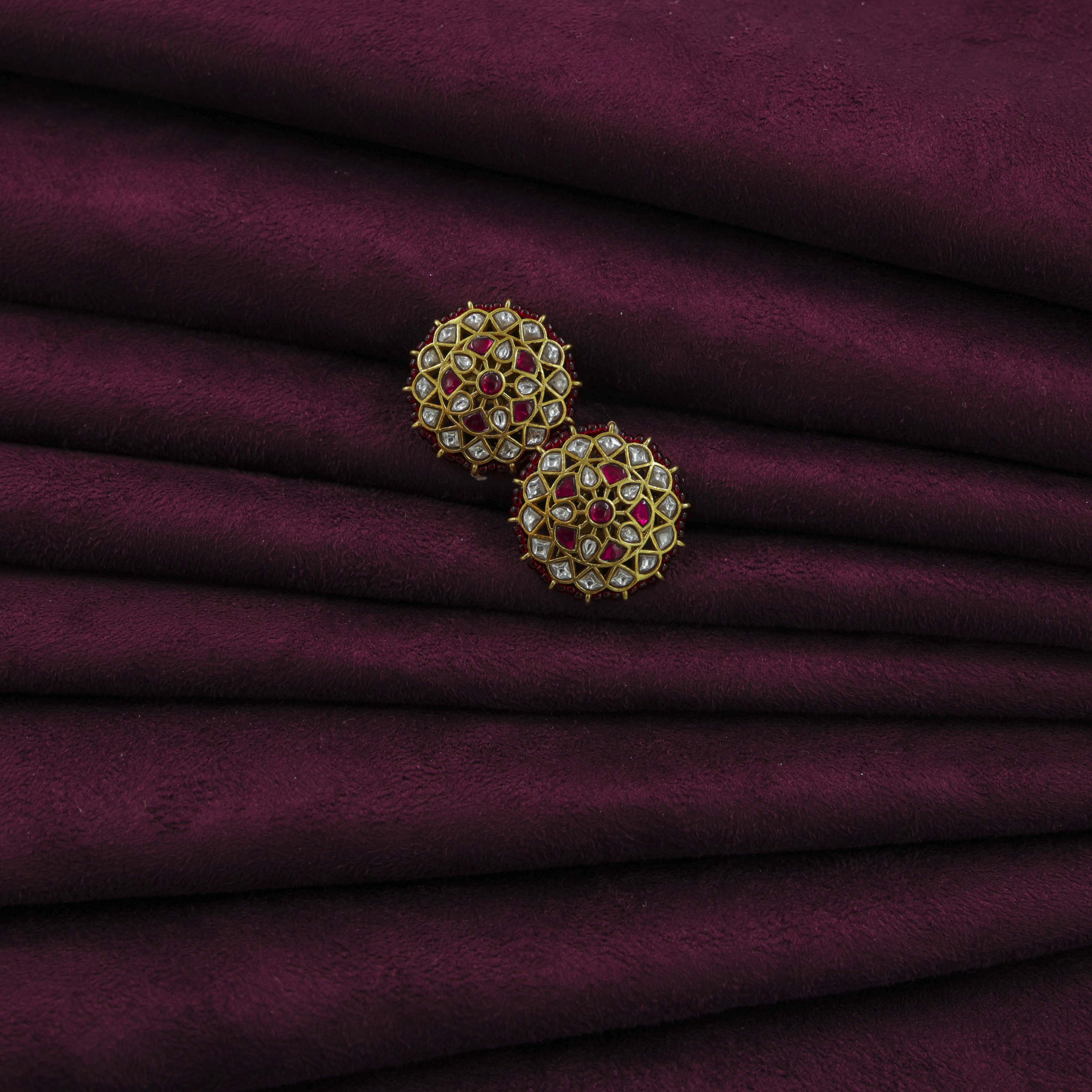 Saubhagya Jewellers - Gold Plated Chandbali Earrings