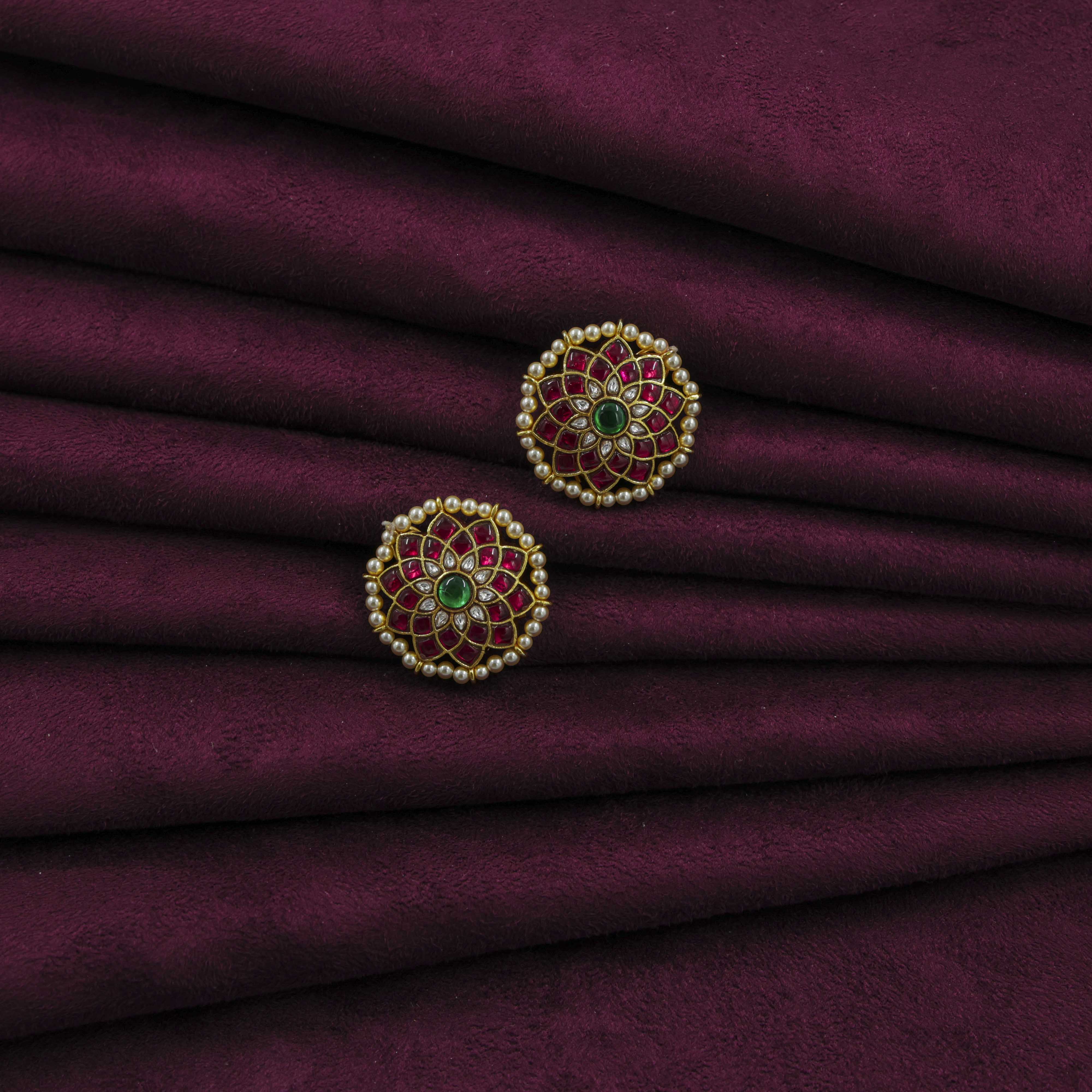 Saubhagya Jewellers - Ruby Pearl Chandbali