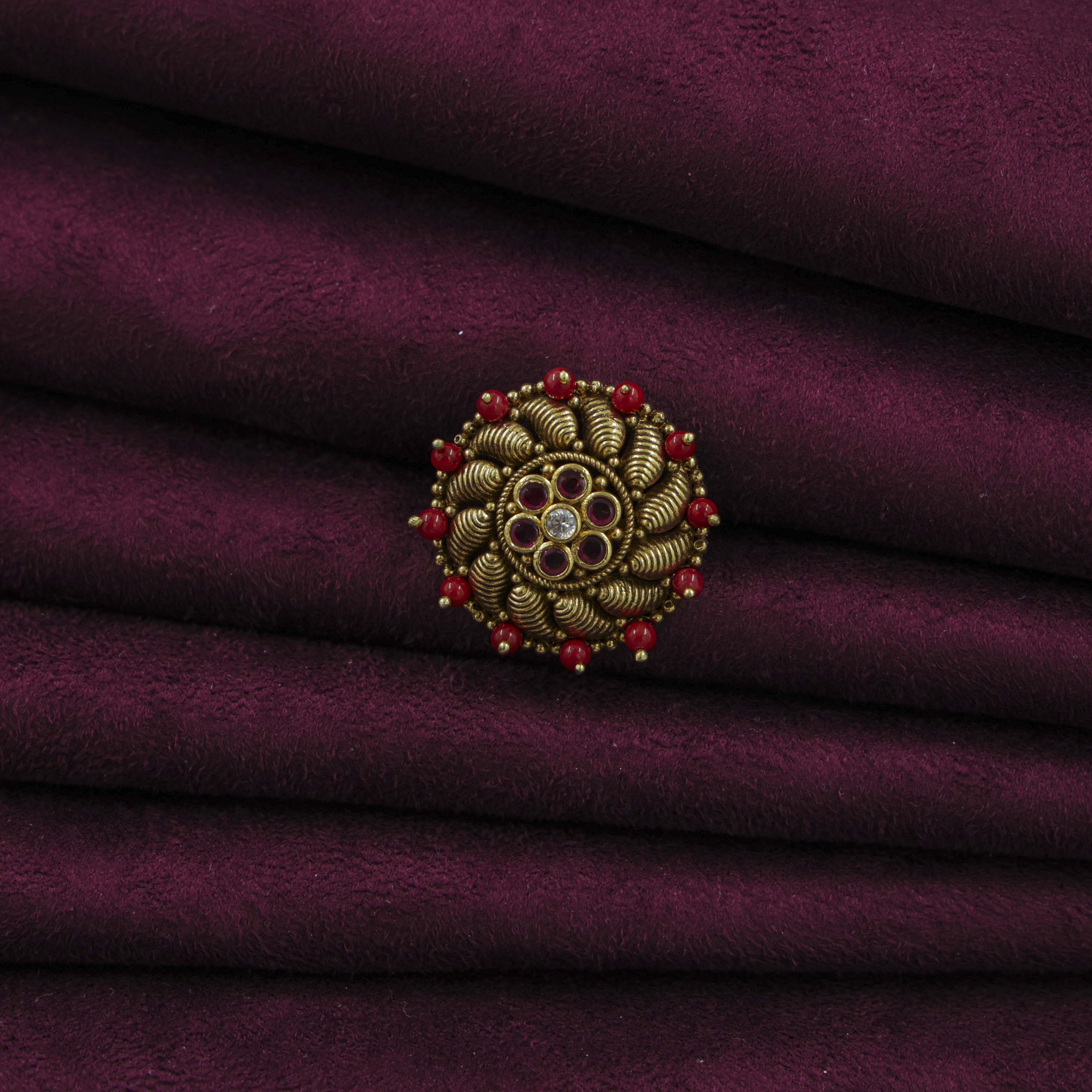 Saubhagya Jewellers - Red Beaded Chandbali
