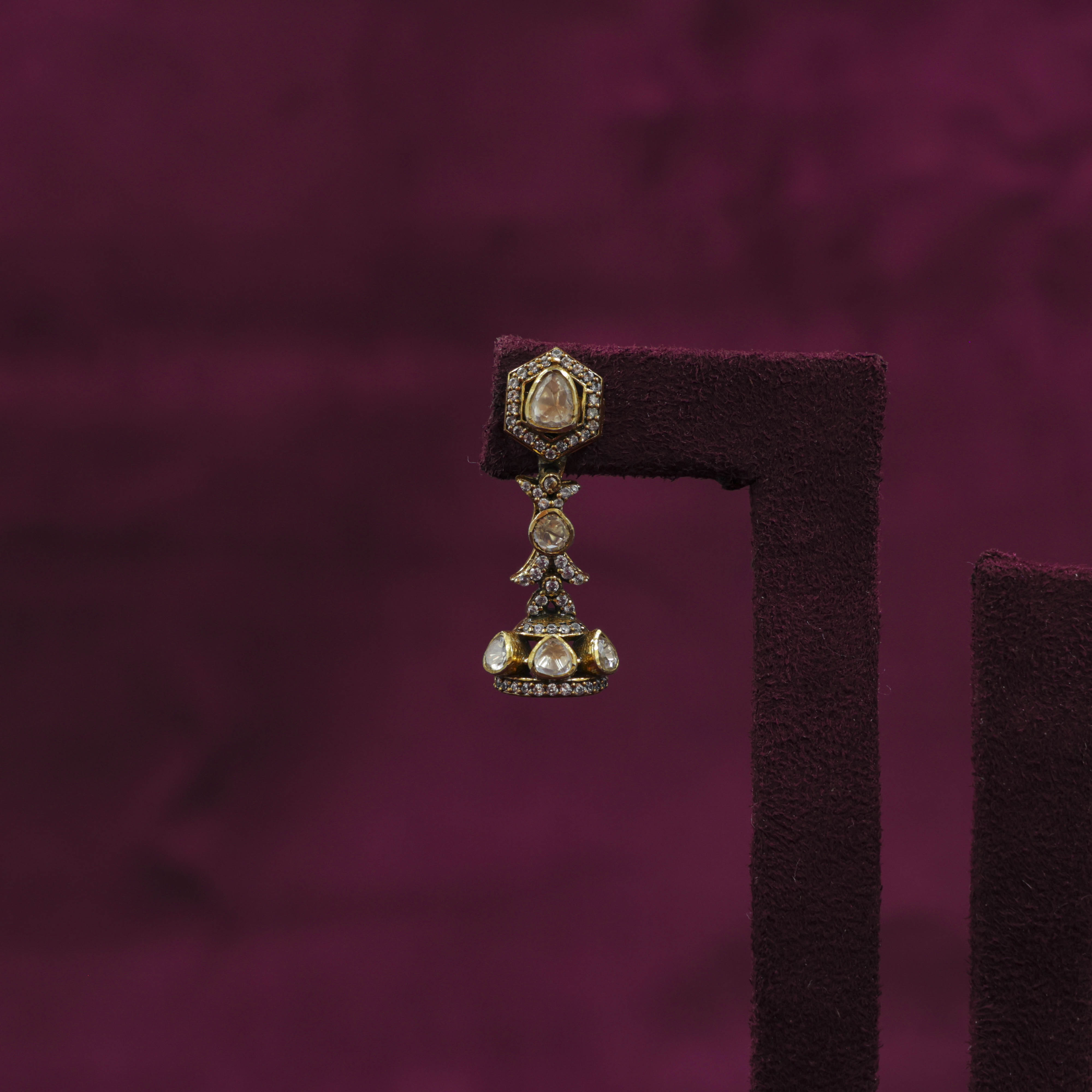 Saubhagya Jewellers - Gold Chandbali Earrings