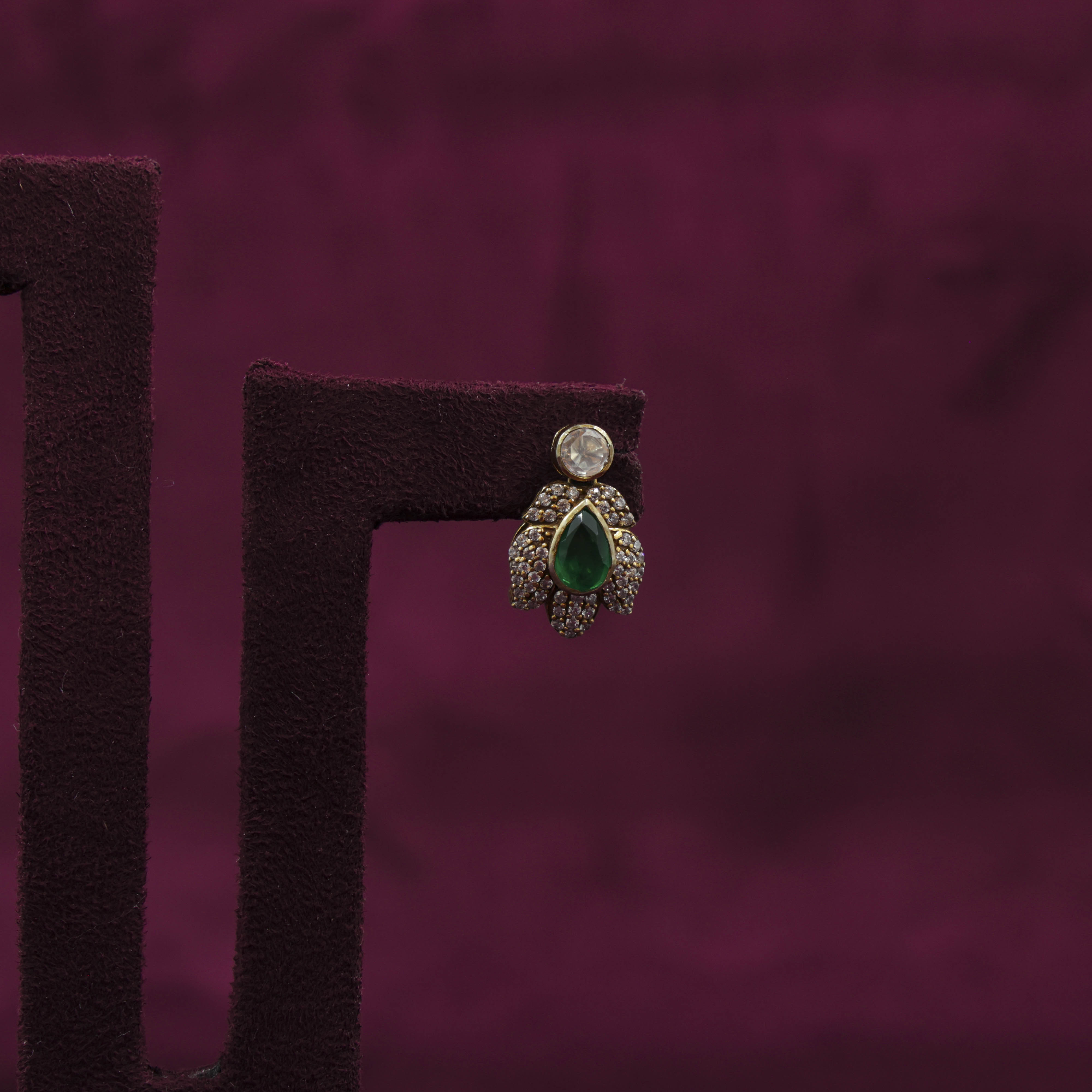 Saubhagya Jewellers - Green Stone Chandbali