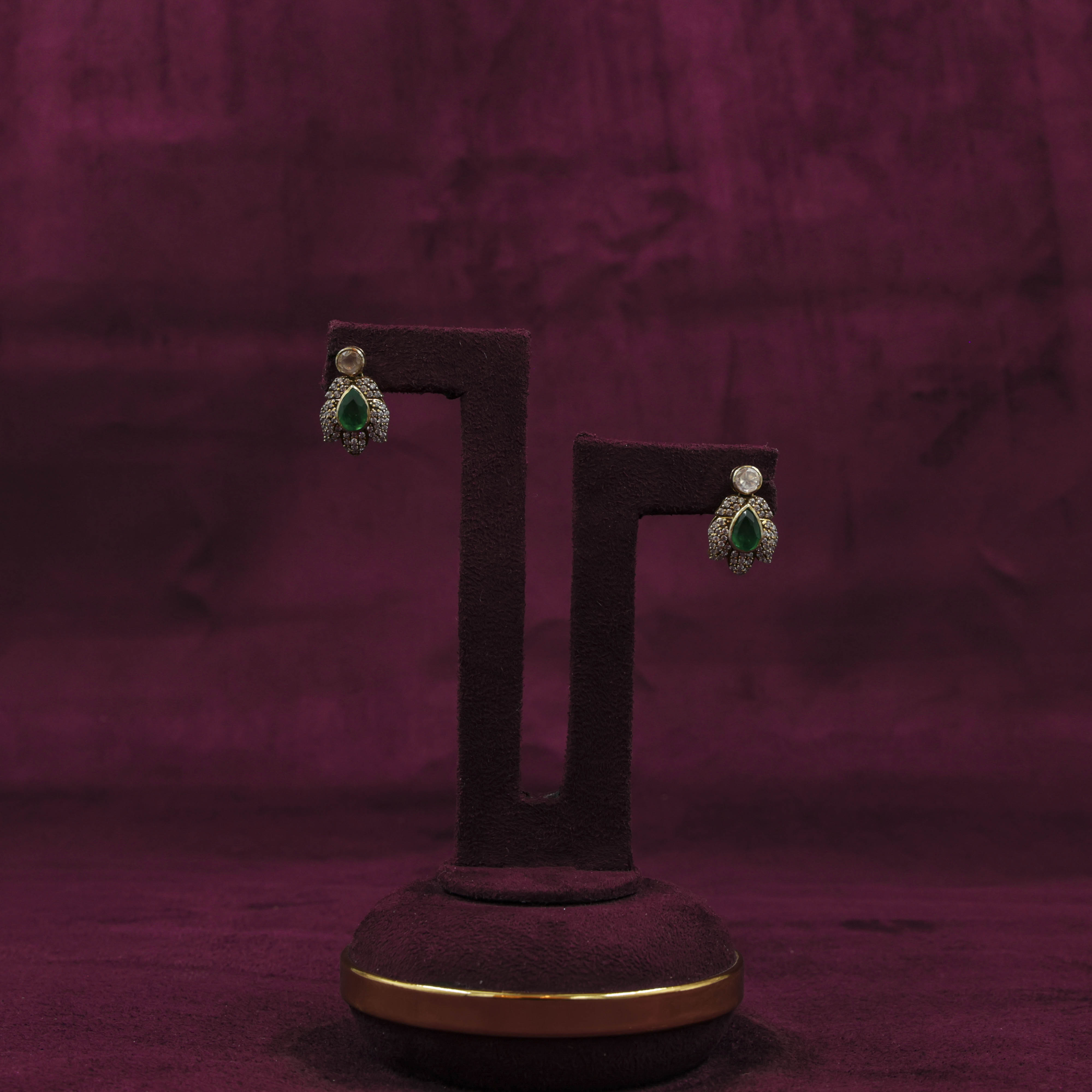 Saubhagya Jewellers - Green Stone Chandbali