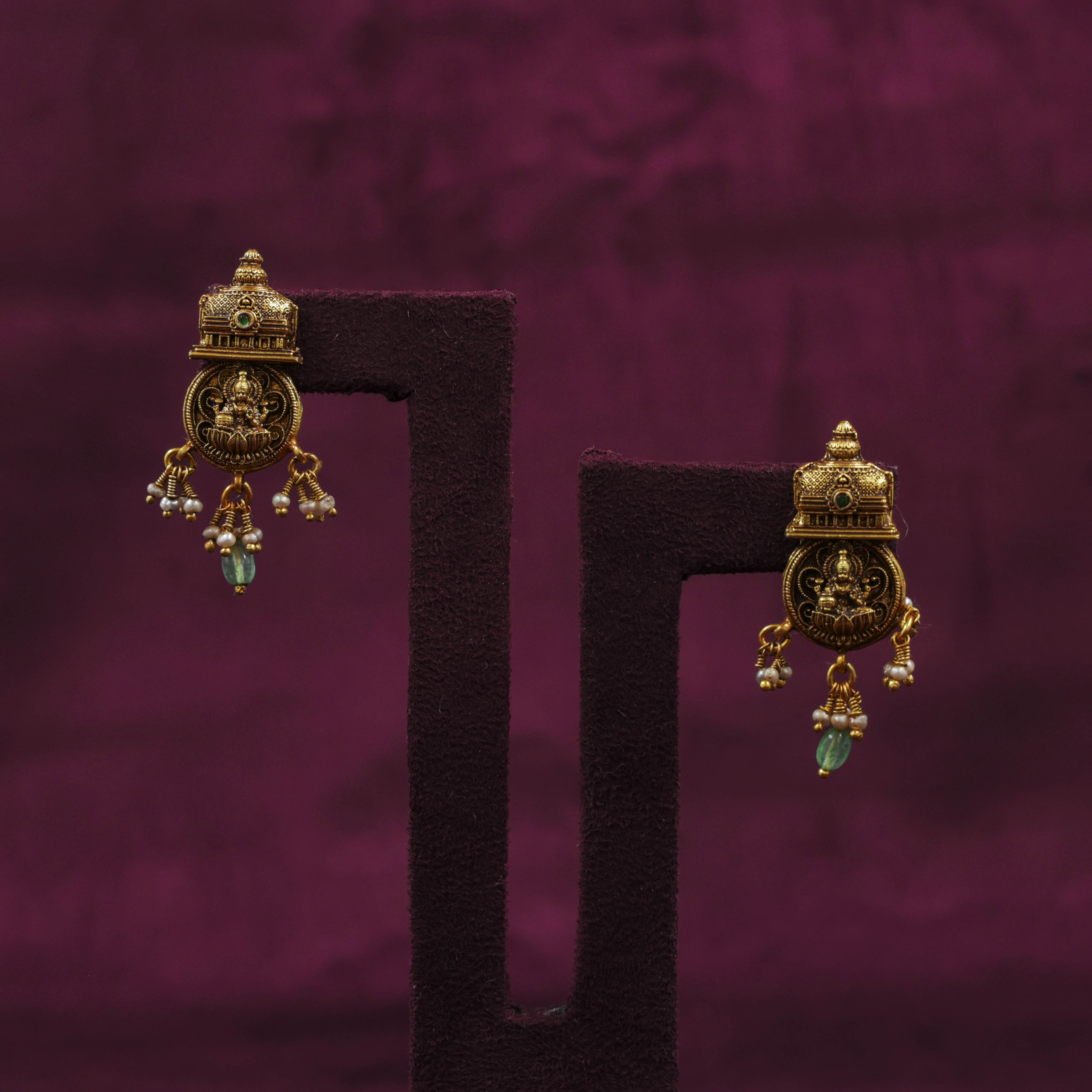 Saubhagya Jewellers - Gold Temple Earrings