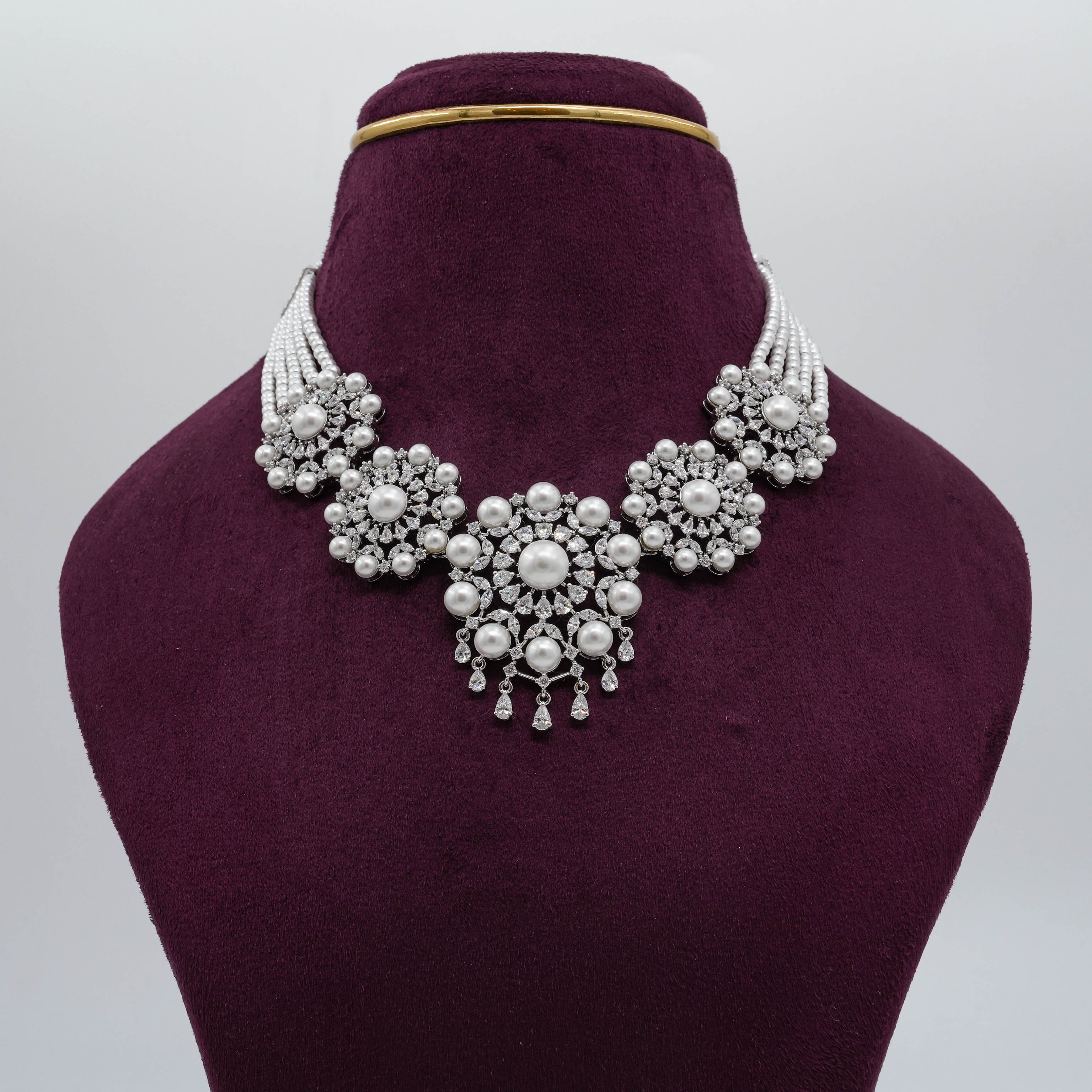 Pearl and CZ Necklace