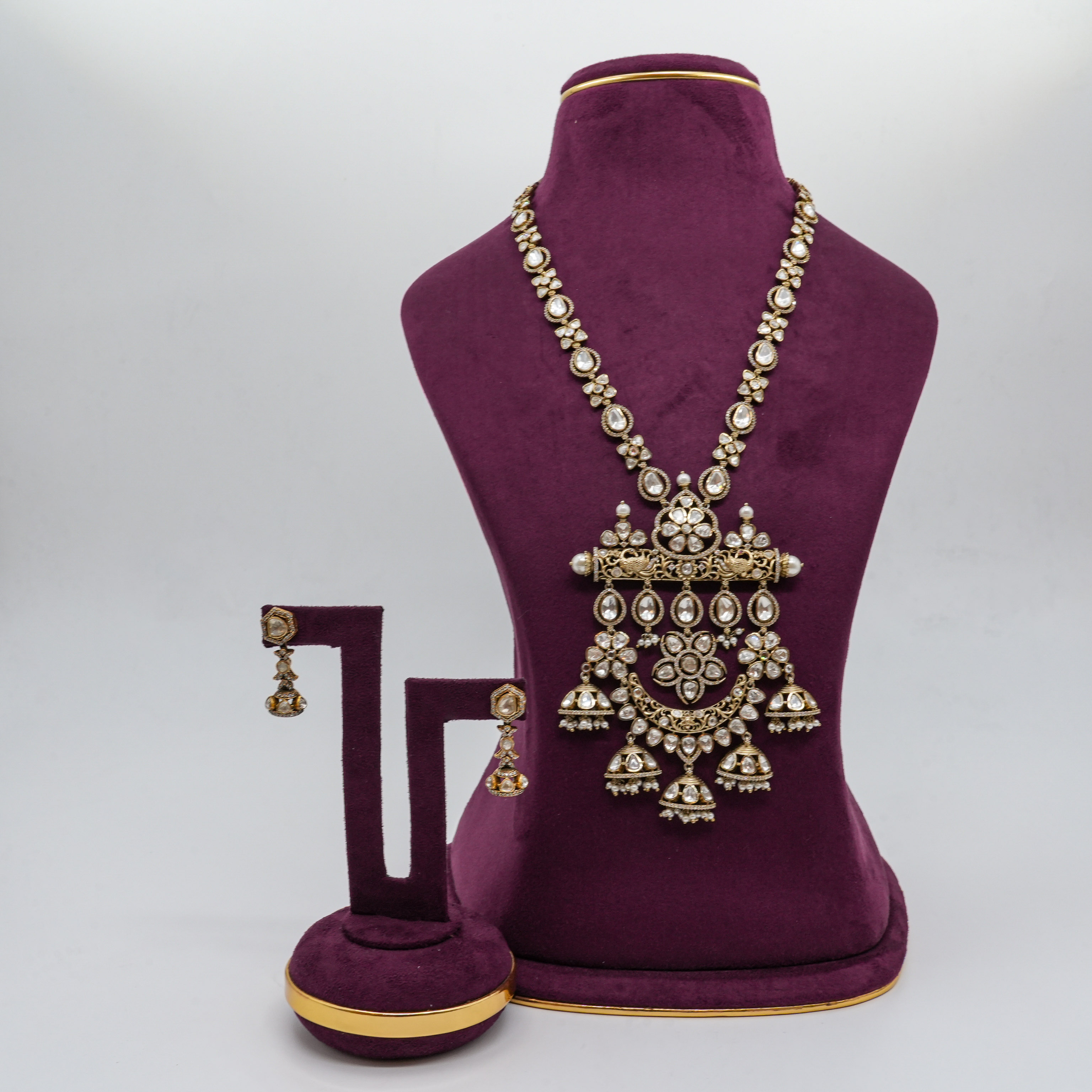 Saubhagya Jewellers - Jhumka Pendant Long Necklace Set