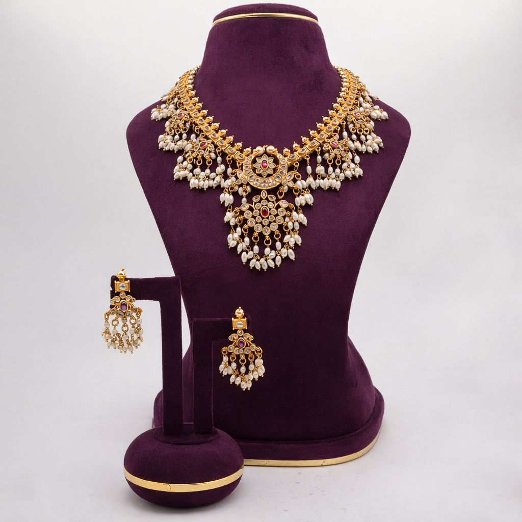 Pearl Droplet Kundan Necklace