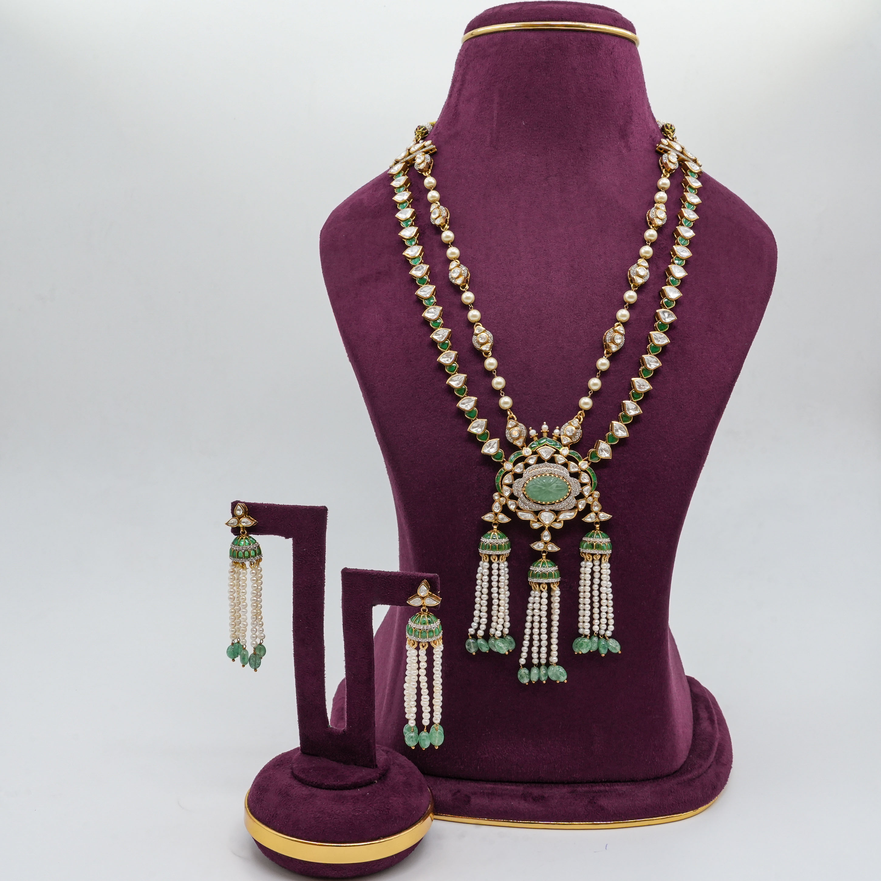 Green Tassel Necklace Set