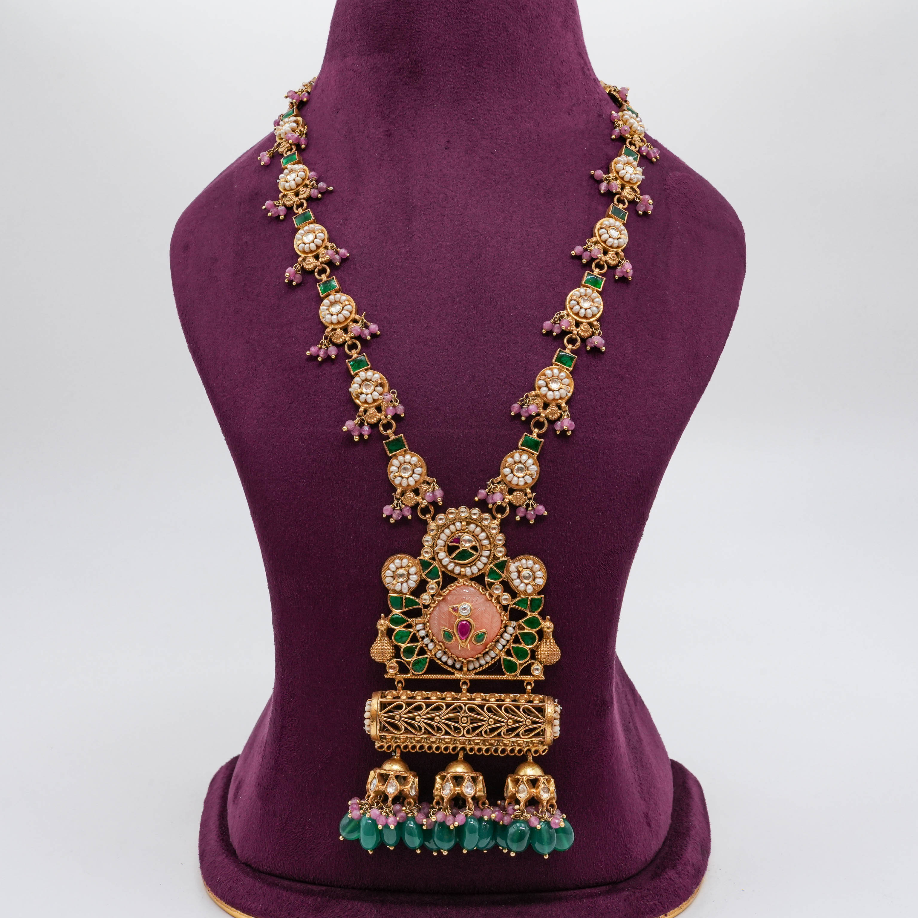 Green and Pink Pendant Necklace