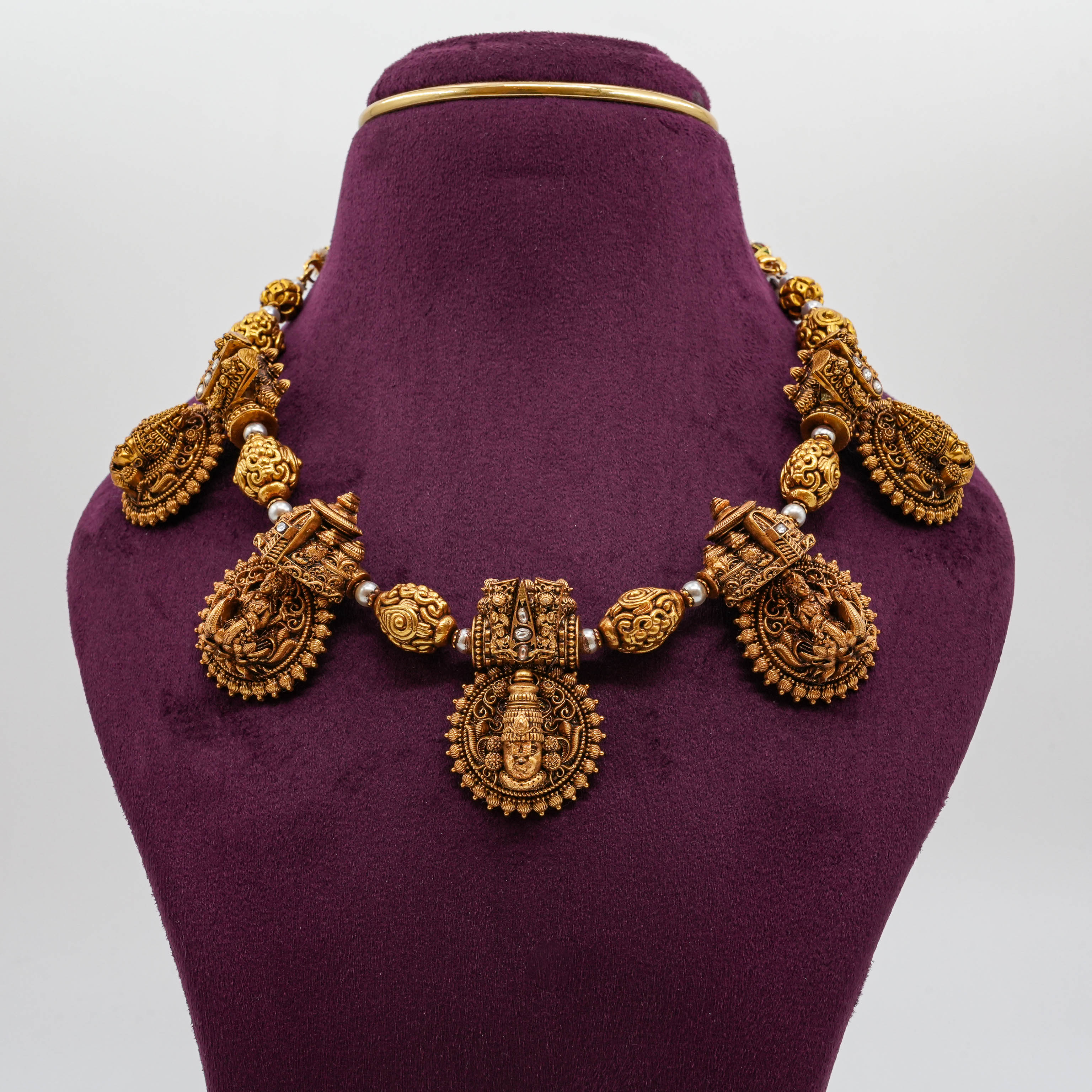 Saubhagya Jewellers - Balaji and Goddess Lakshmi ji Temple Necklace