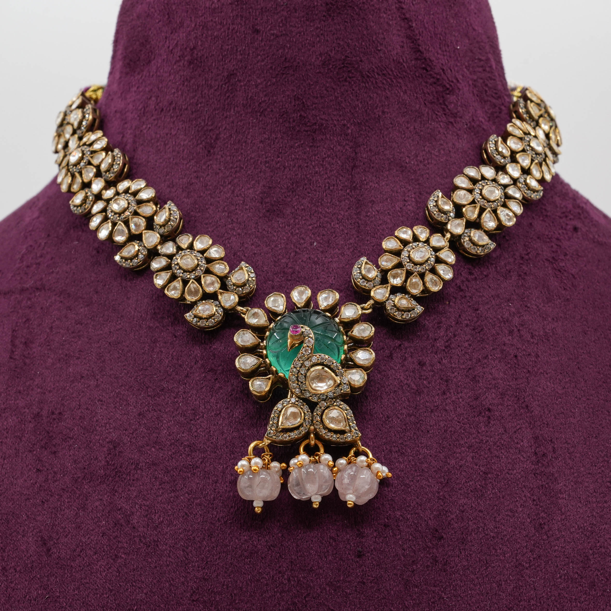 Saubhagya Jewellers - Peacock Short Necklace Set