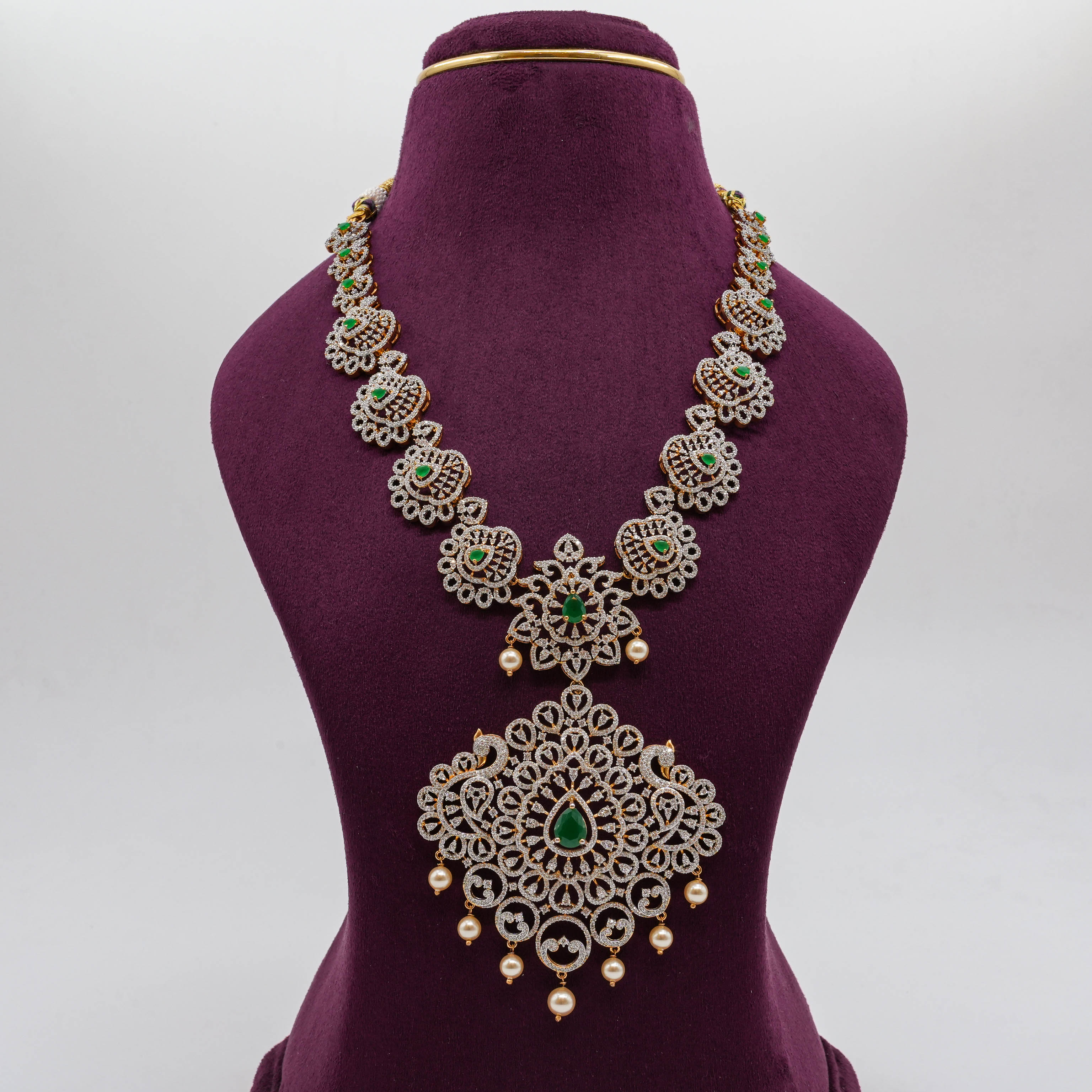 Green Stone Peacock Necklace