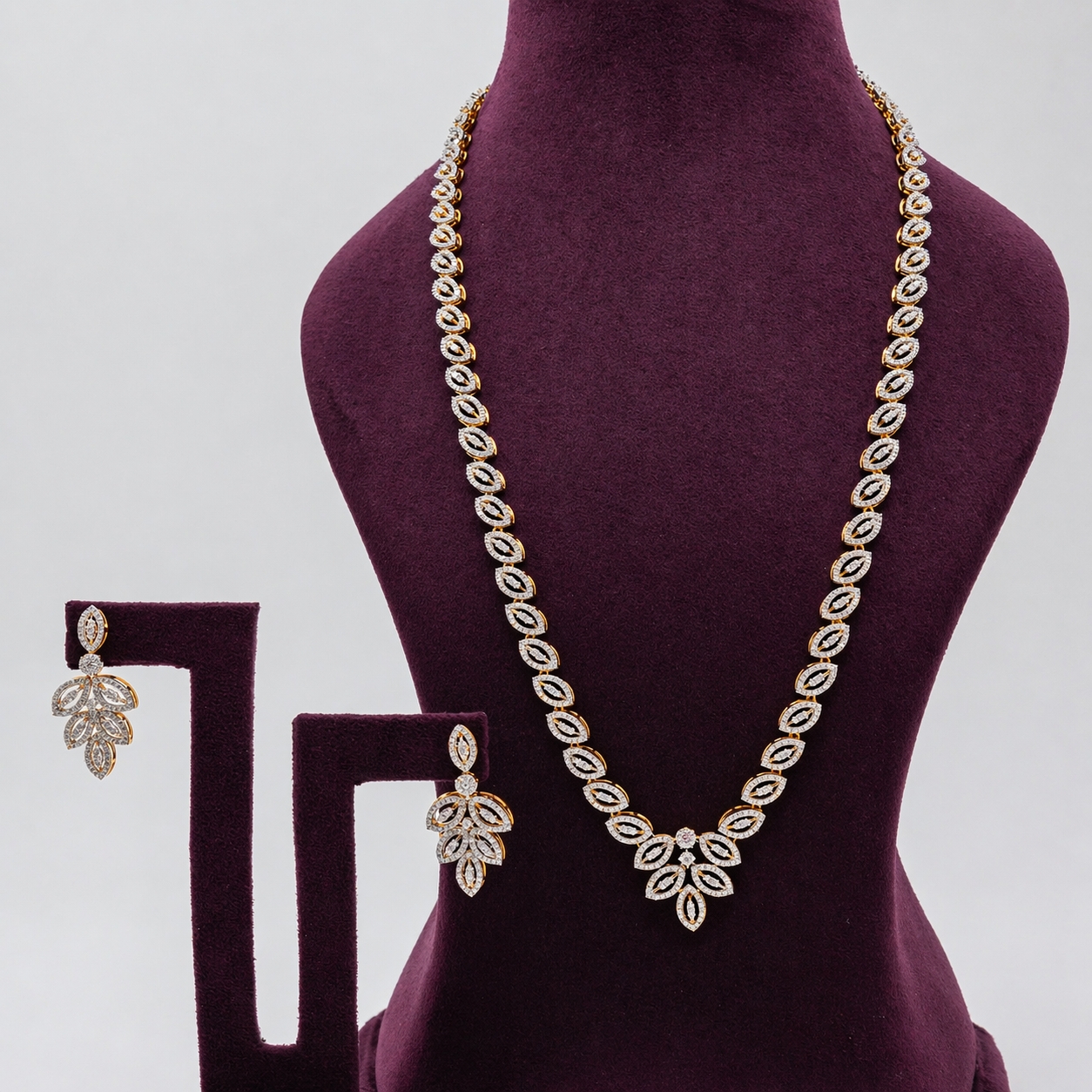 Diamond Leaf Necklace Set