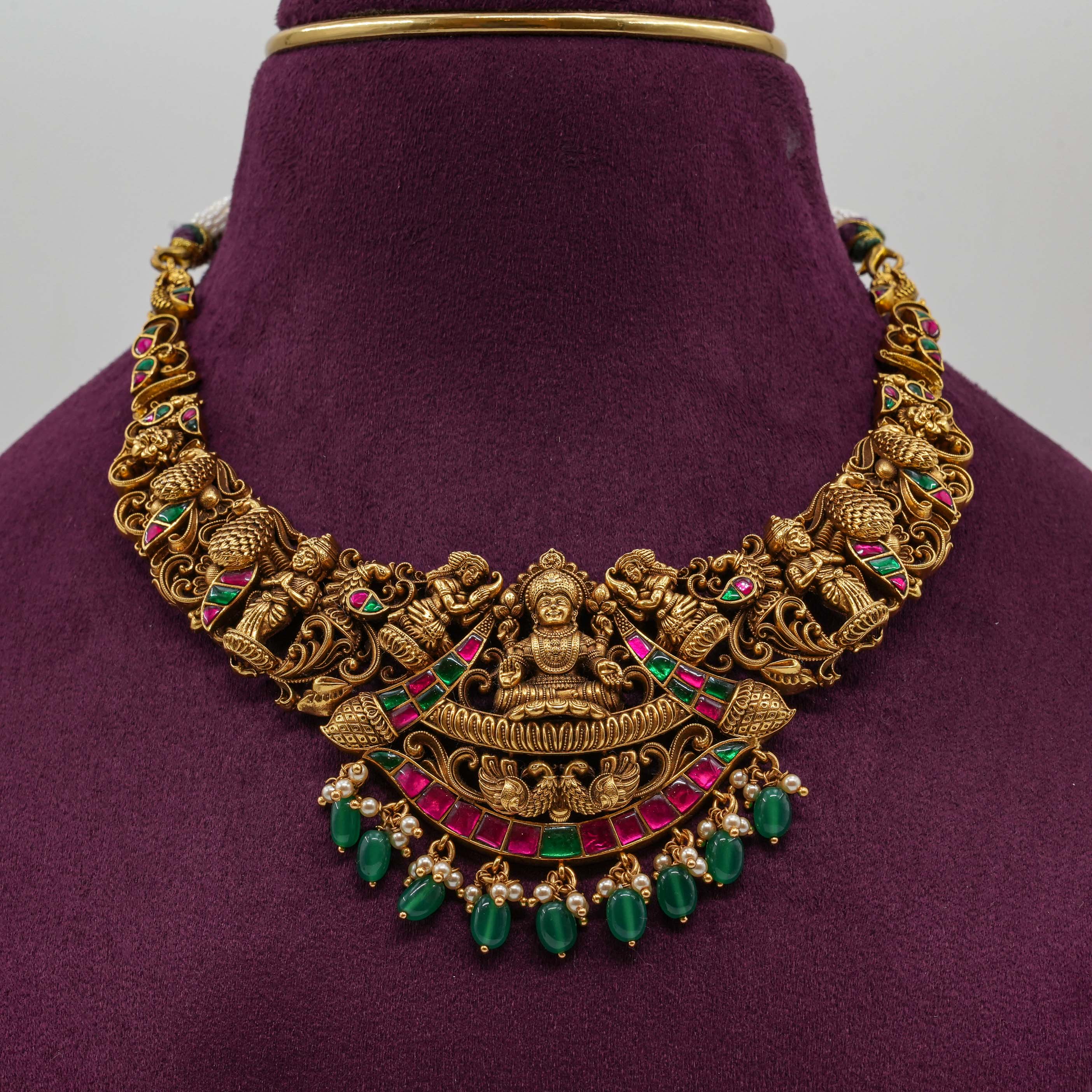 Saubhagya Jewellers - Goddess Lakshmi Temple Necklace Set